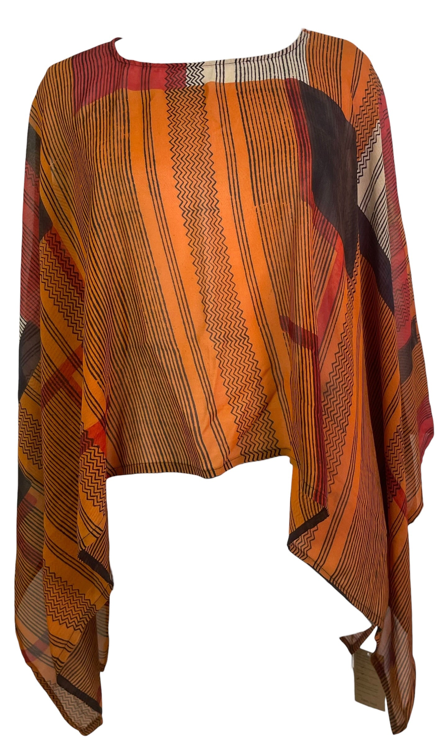 PRG8909 Sheer Pure Silk Wabi Sabi Capelet Poncho