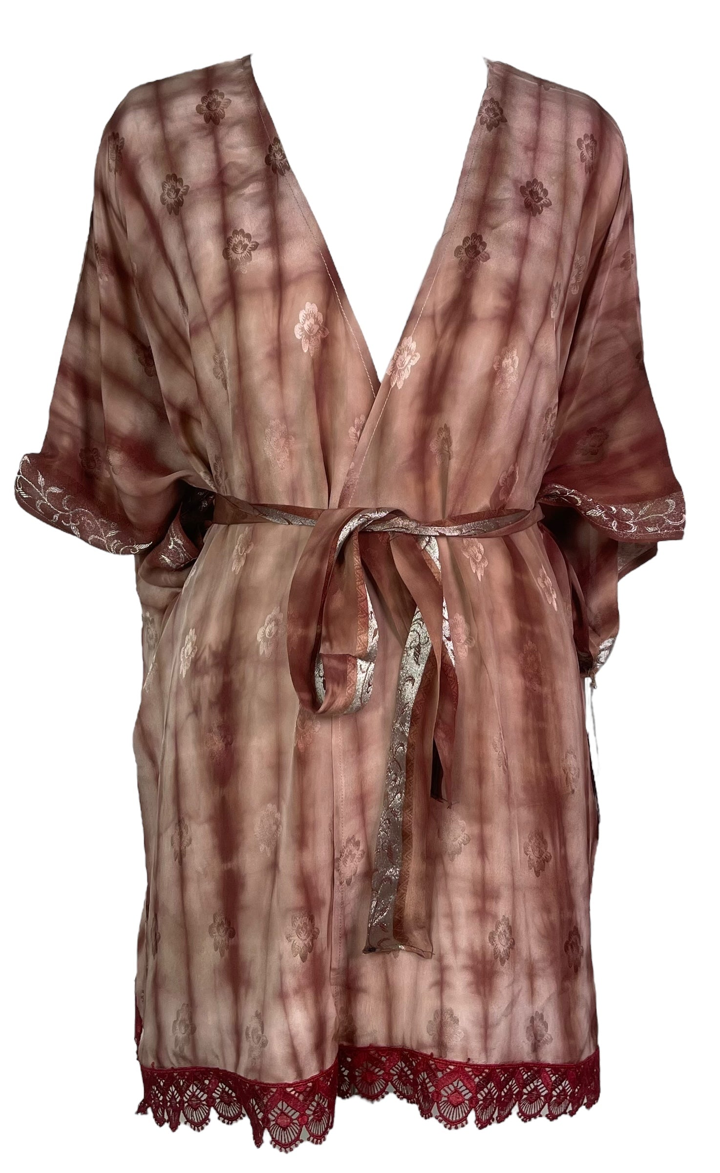 PRC8215 Avatar Pure Silk Kimono-Sleeved Jacket with Belt