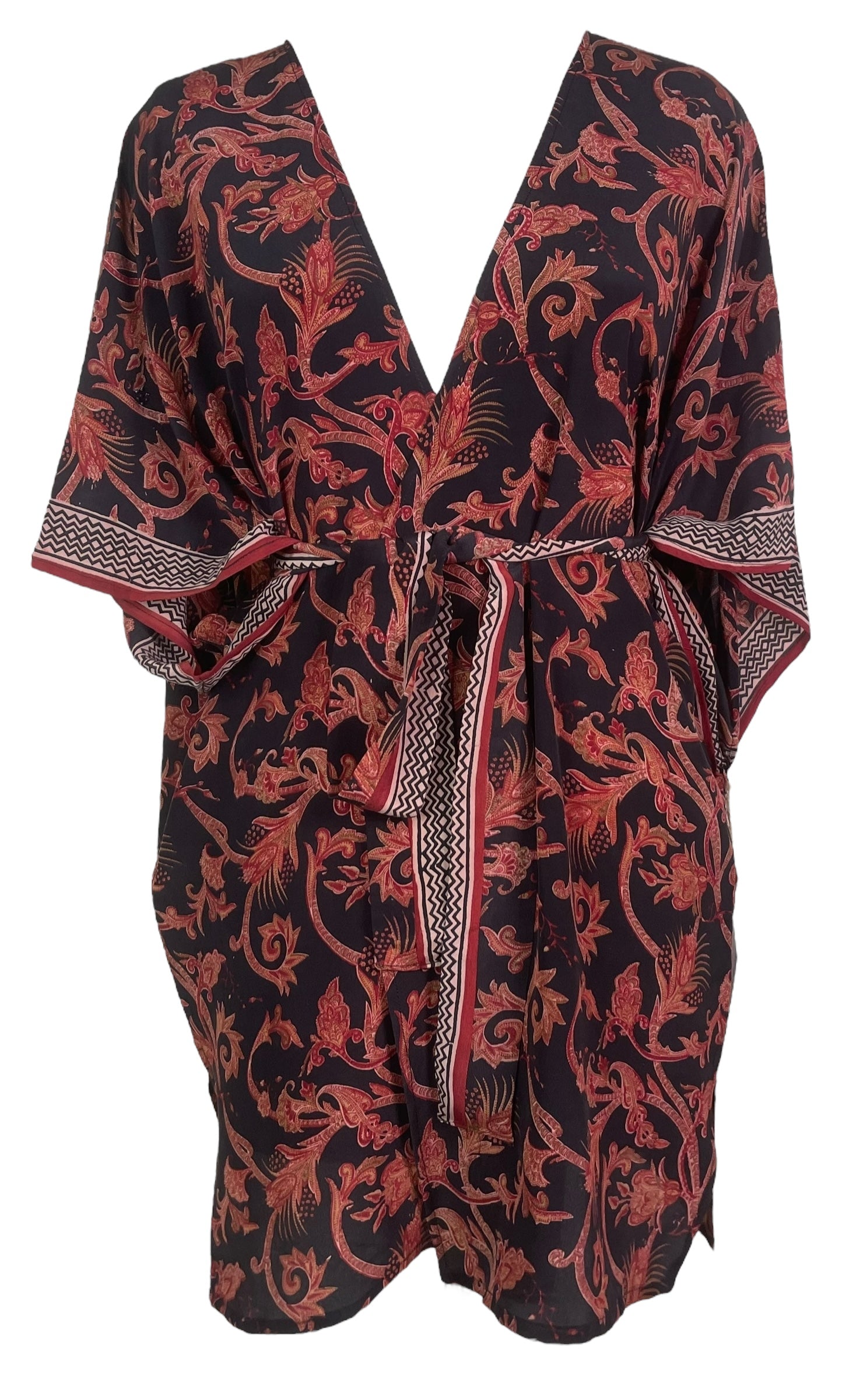 PRC8225 Avatar Pure Silk Kimono-Sleeved Jacket with Belt