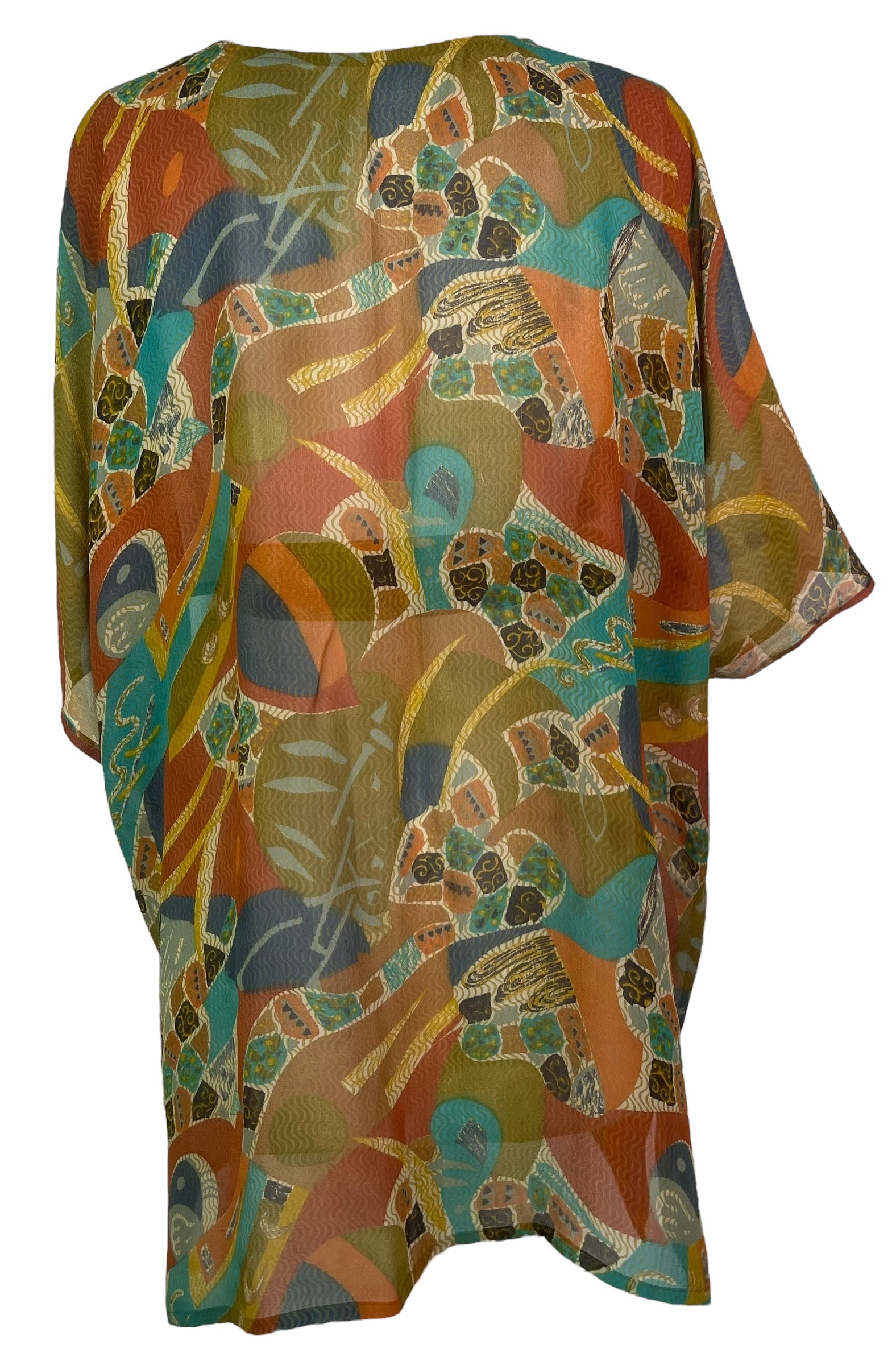 PRG8232 Sheer Wabi Sabi Pure Silk Kimono-Sleeved Jacket with Belt