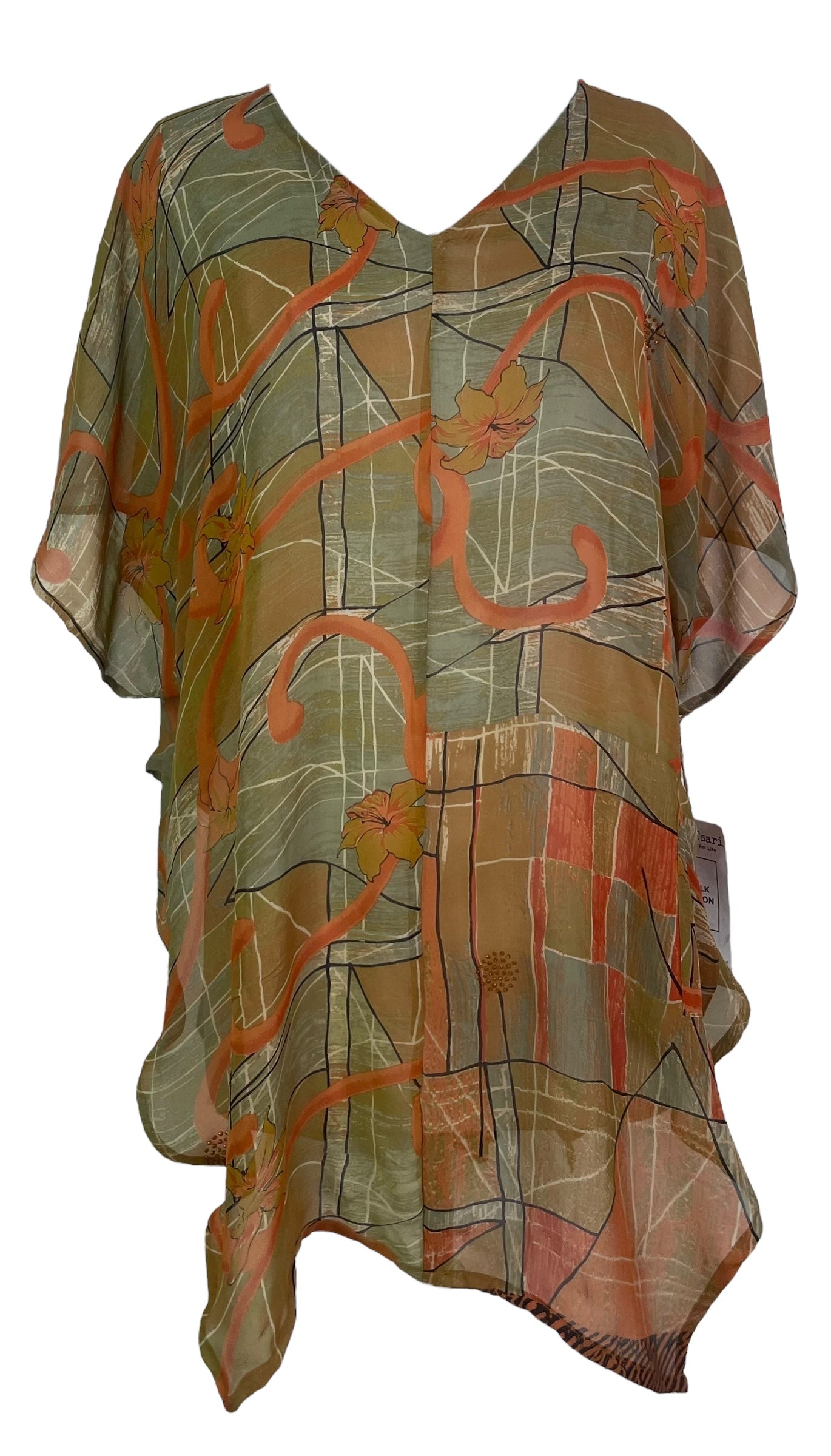 PRG8101 Sheer Avatar Pure Silk Waterfall Top