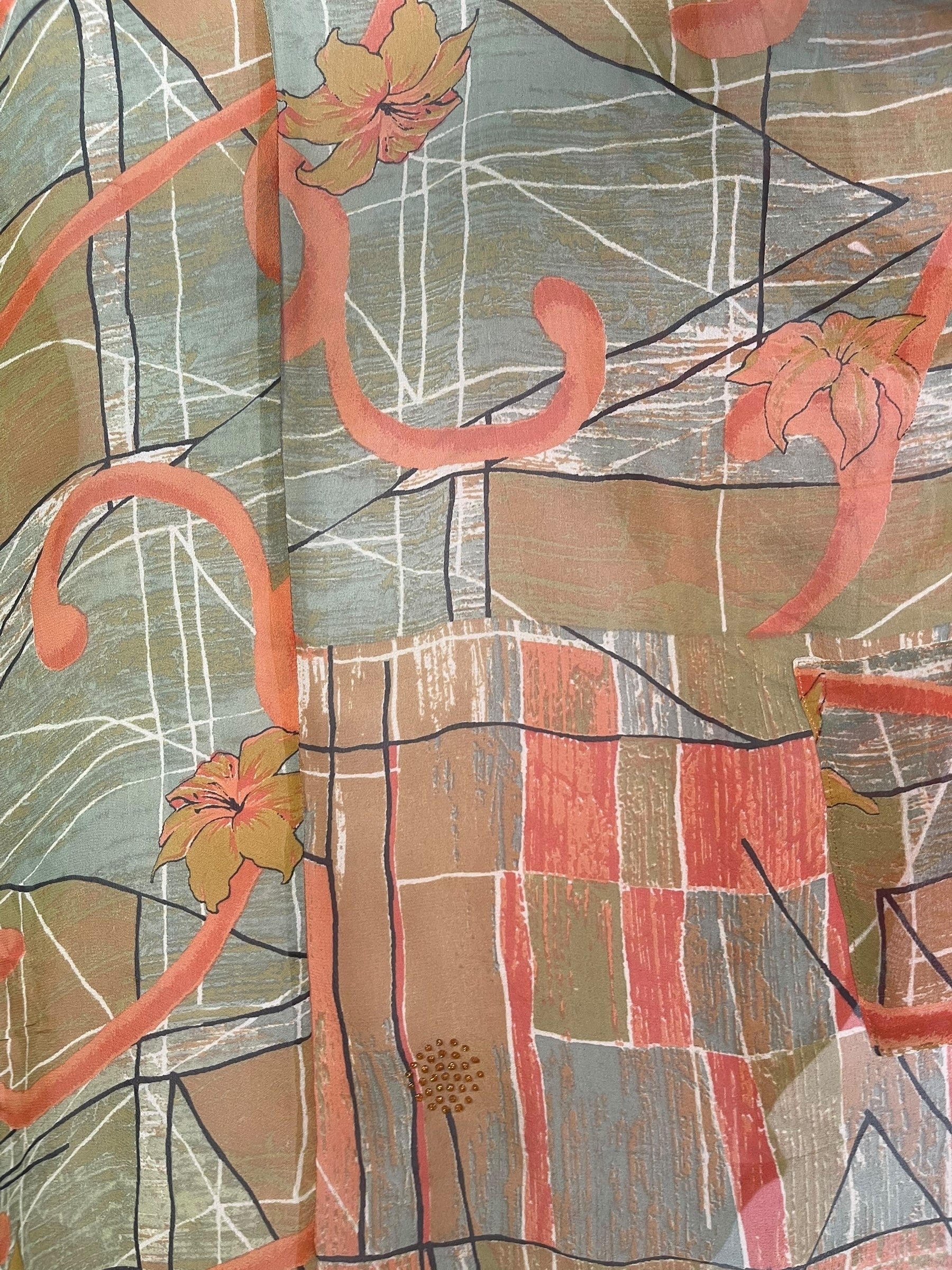 PRG8101 Sheer Avatar Pure Silk Waterfall Top