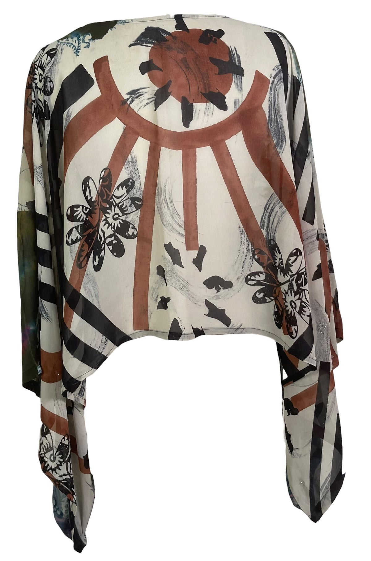 Releases Sunday at 8pm EST PRG9105 Sheer Wabi Sabi Pure Silk Kimono-Sleeved Top