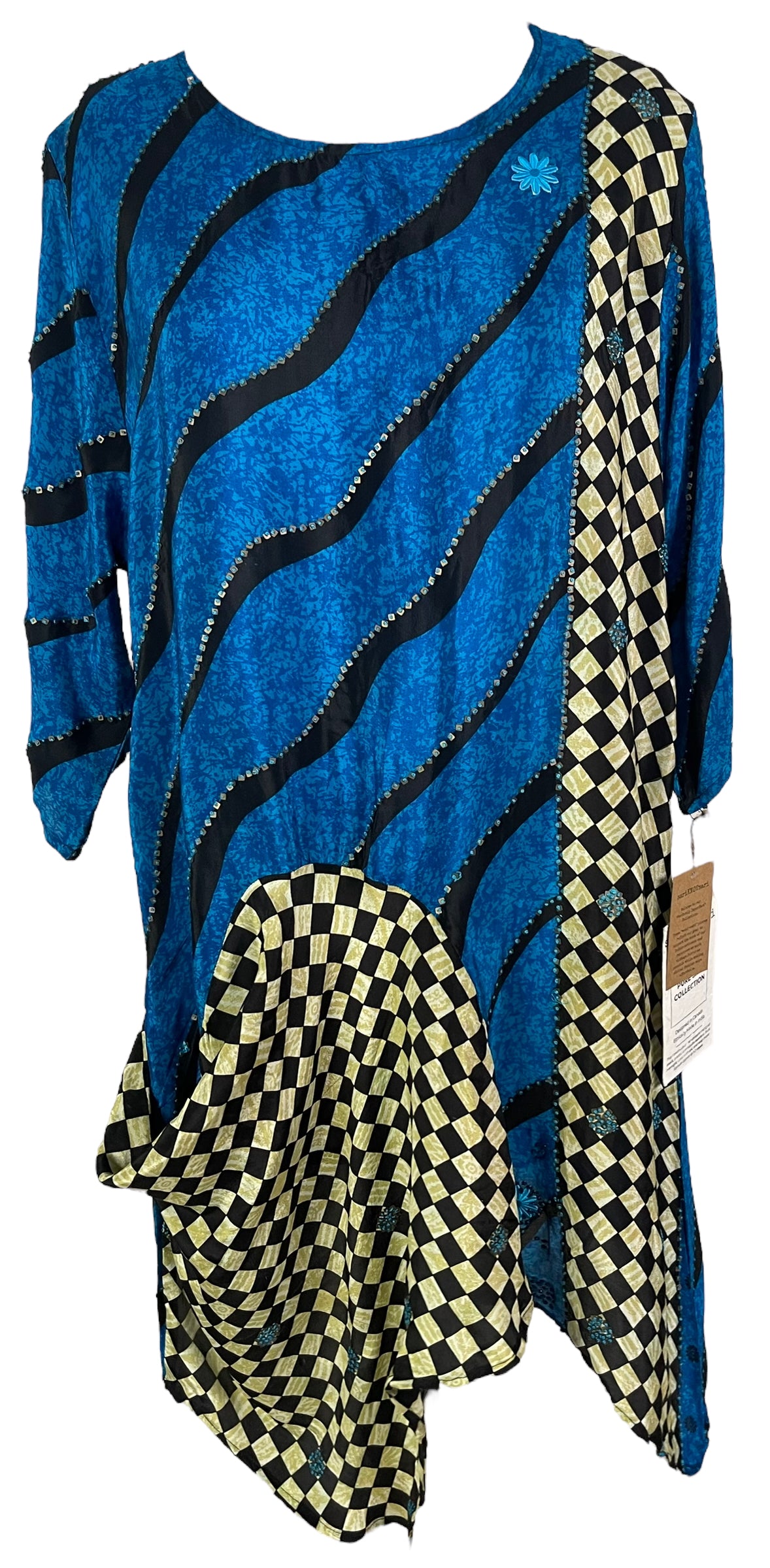 PRC6528 Wabi Sabi Pure Silk Self Pocket Tunic Dress