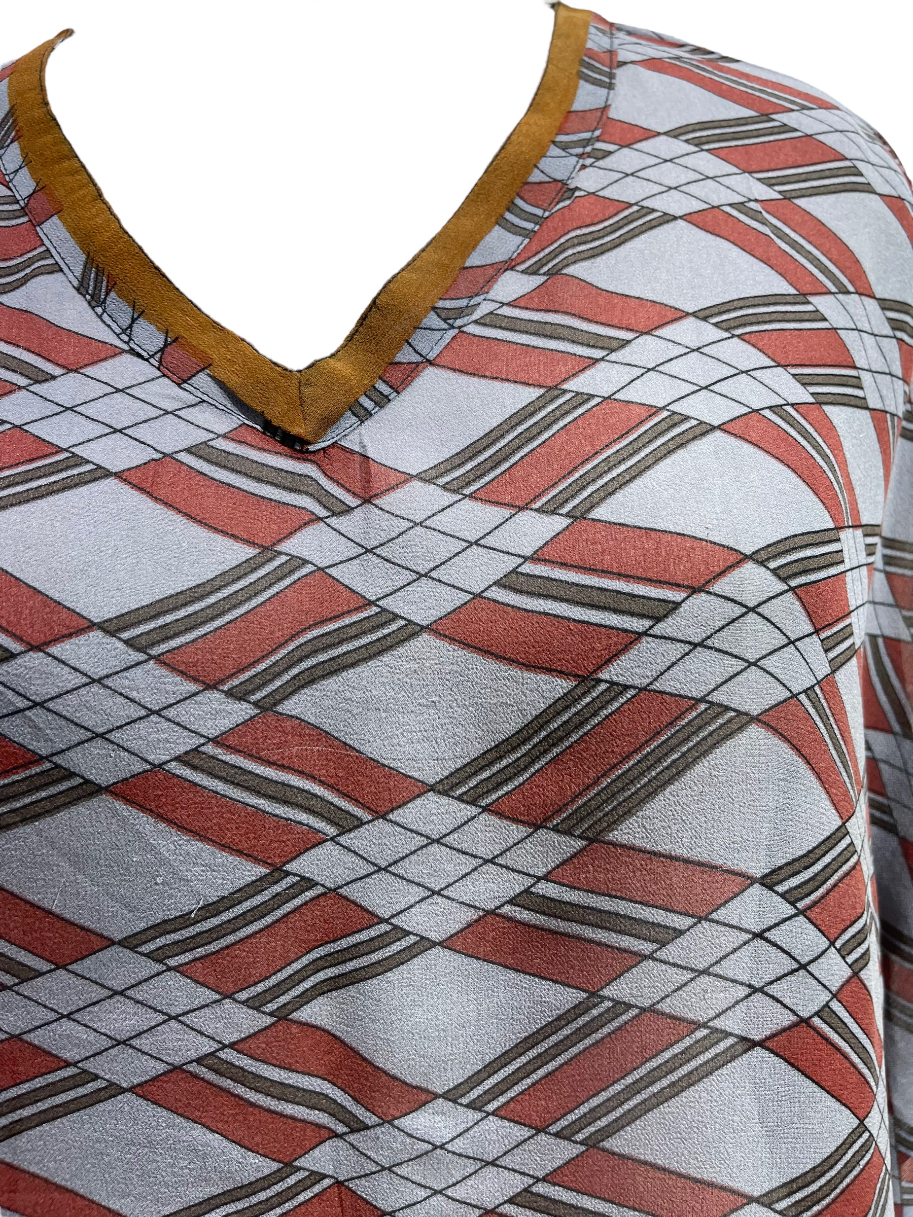 PRG5630 Sheer Wabi Sabi Pure Silk Short Kaftan Tunic without Slits