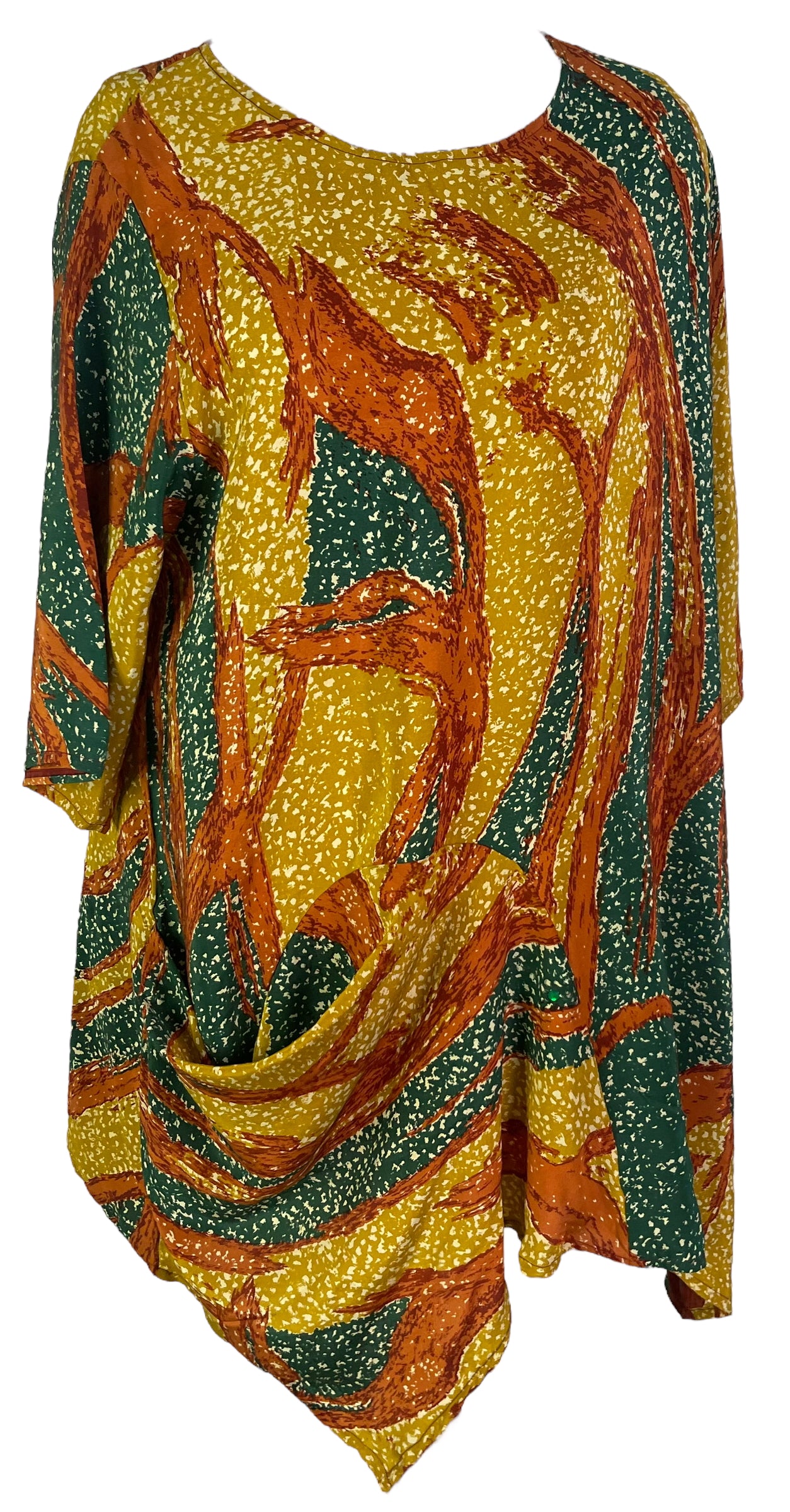 REVOLUTIONHER PRC6554 Avatar Pure Silk Self Pocket Tunic Dress