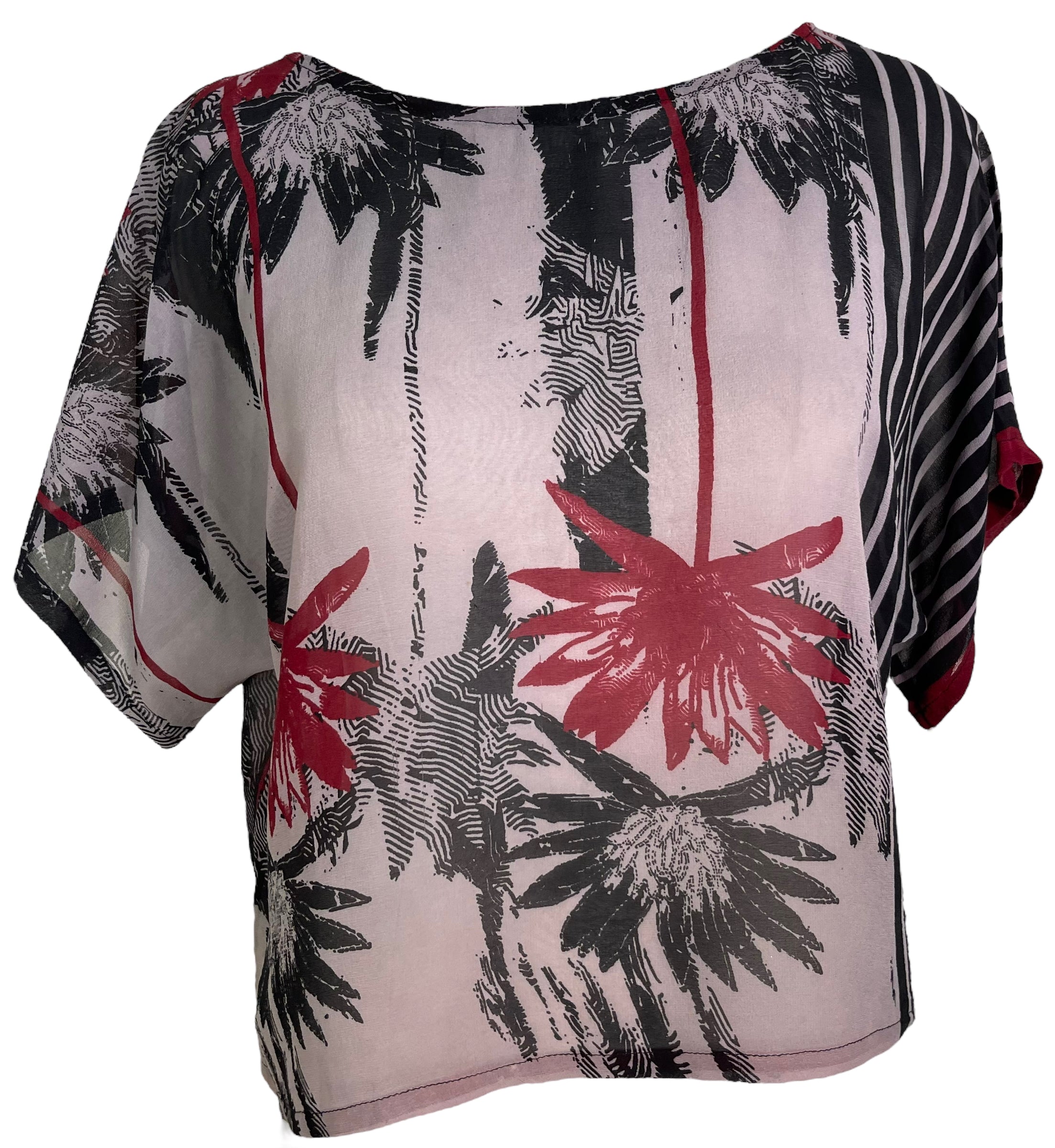 LADY LUCK PRG6131 Sheer Avatar Pure Silk Boxy Top