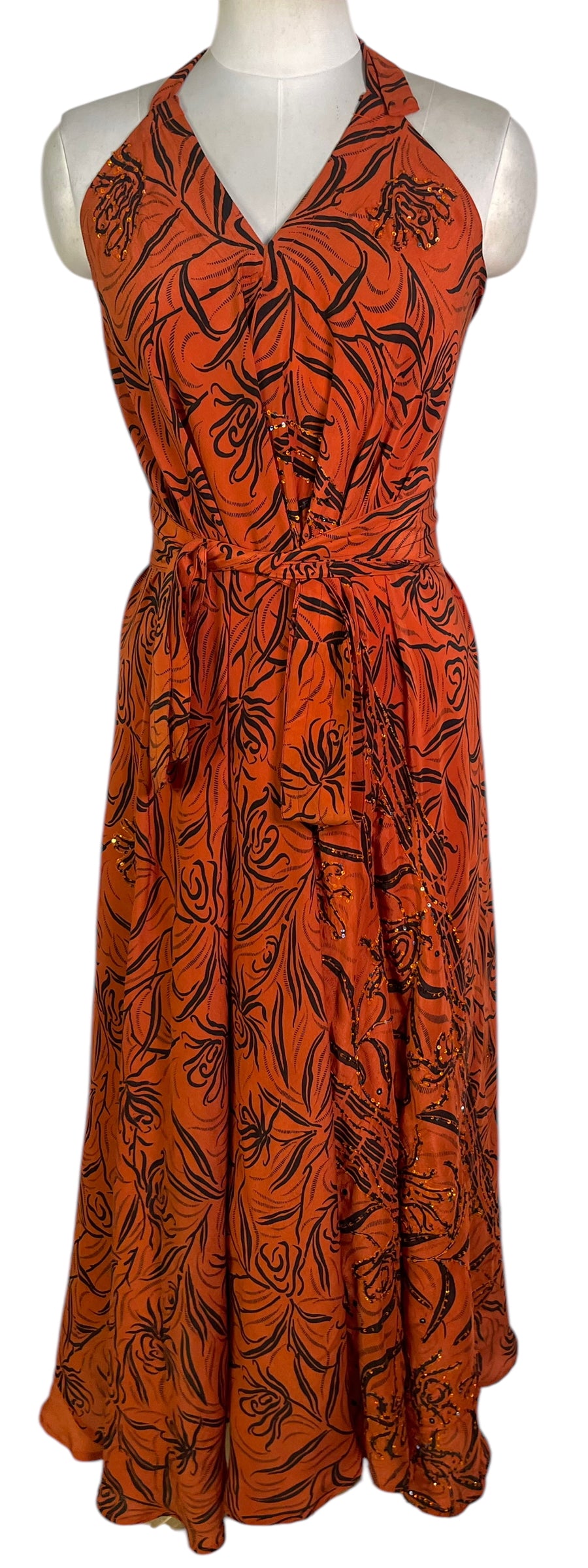 PRC6580 Avatar Pure Silk Maxi Dress with Belt