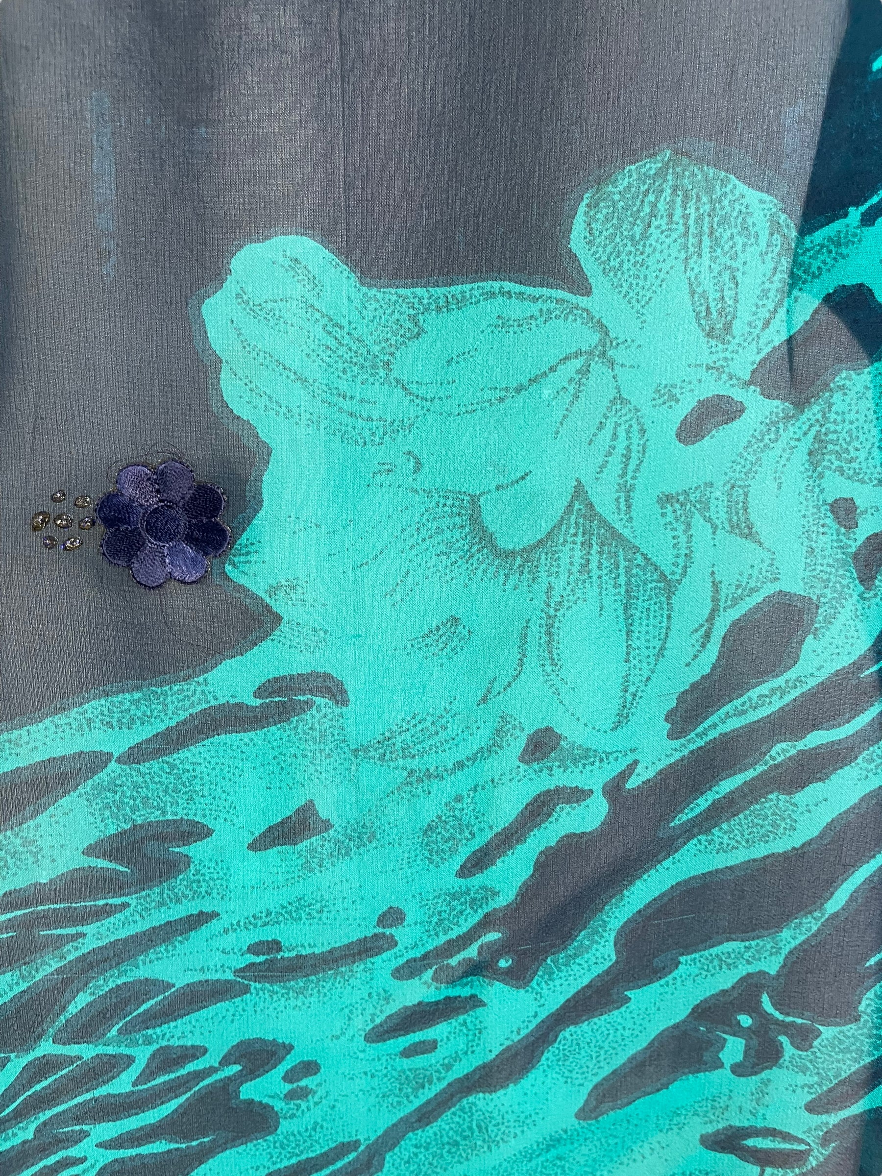 PRG6521 Sheer Avatar Pure Silk Side Slit Top