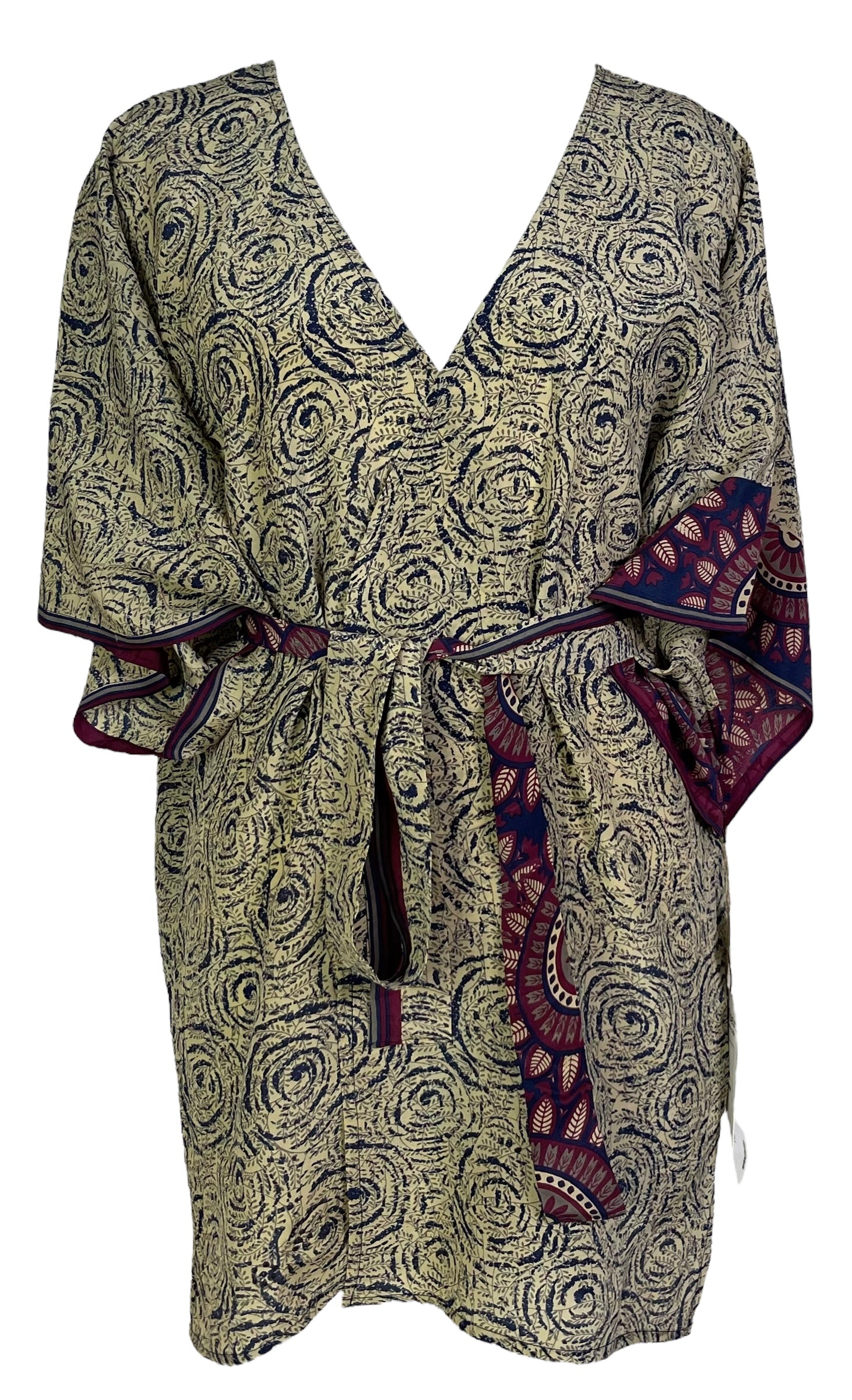 PRC6912 Avatar Pure Silk Kimono-Sleeved Jacket with Belt