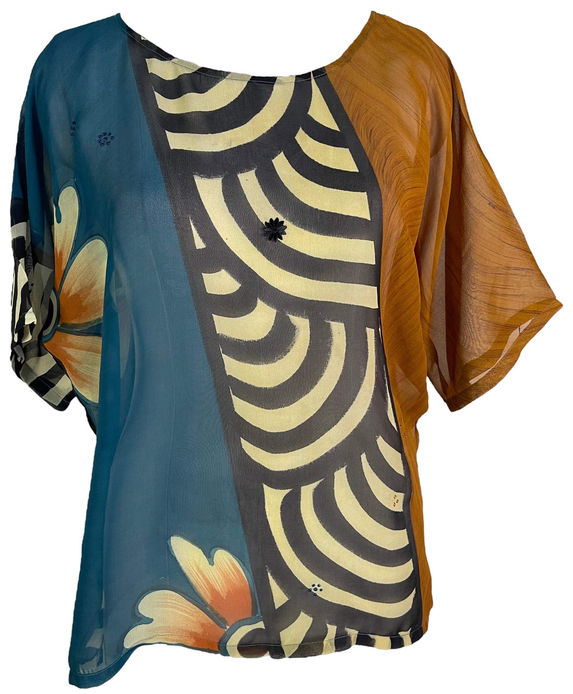 PRG6315 Sheer Wabi Sabi Pure Silk Side Slit Top