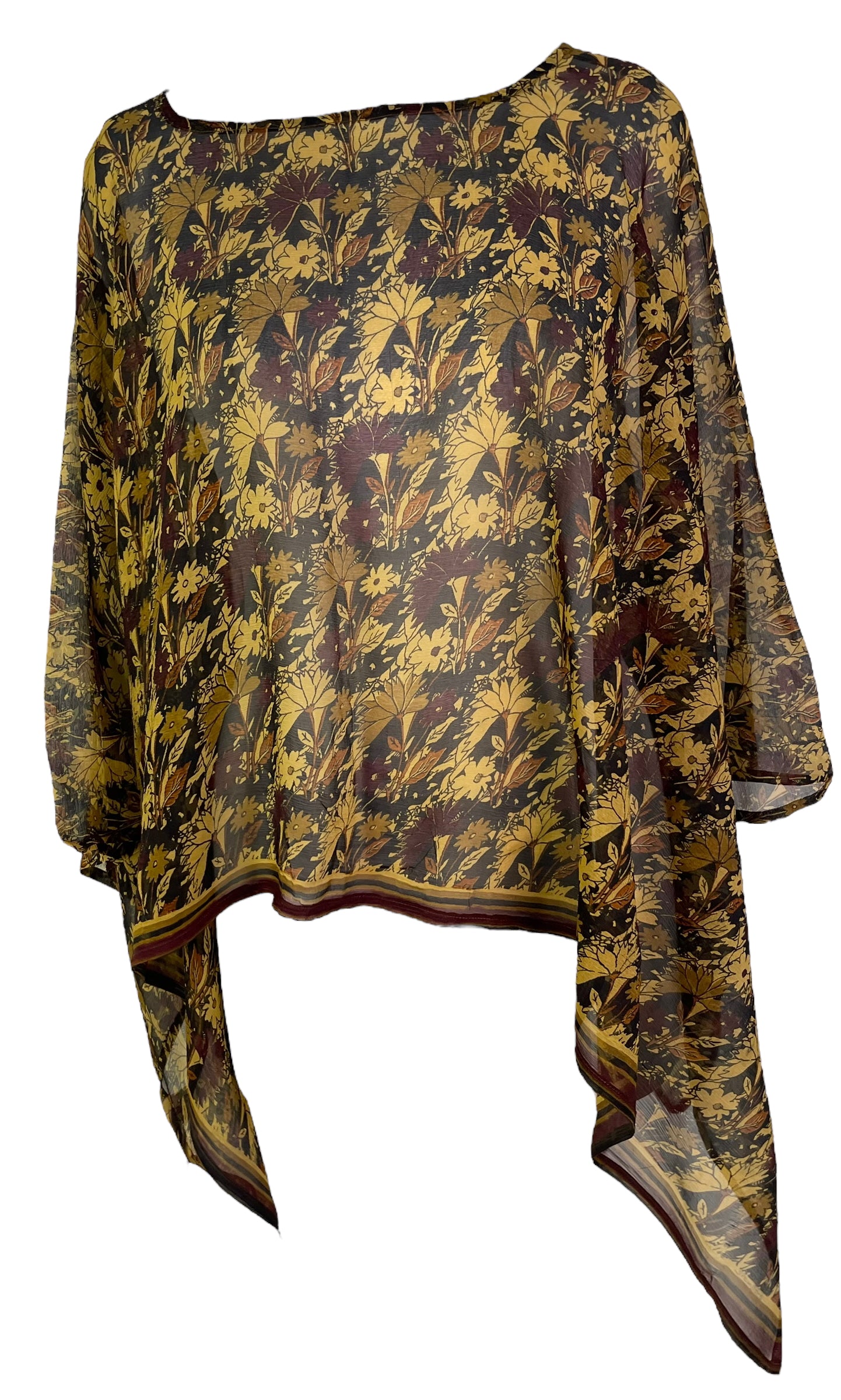 REVOLUTIONHER PCH6641 Very Sheer Chiffon Avatar Pure Silk Capelet Poncho