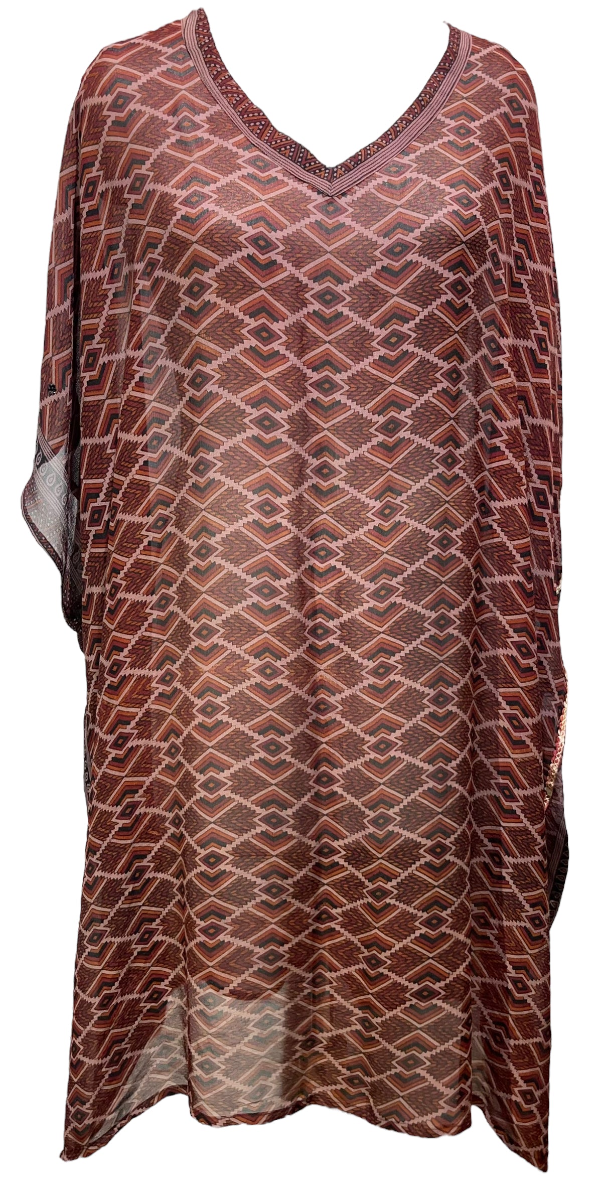 PRG7480 Sheer Avatar Pure Silk Short Kaftan Tunic without Slits