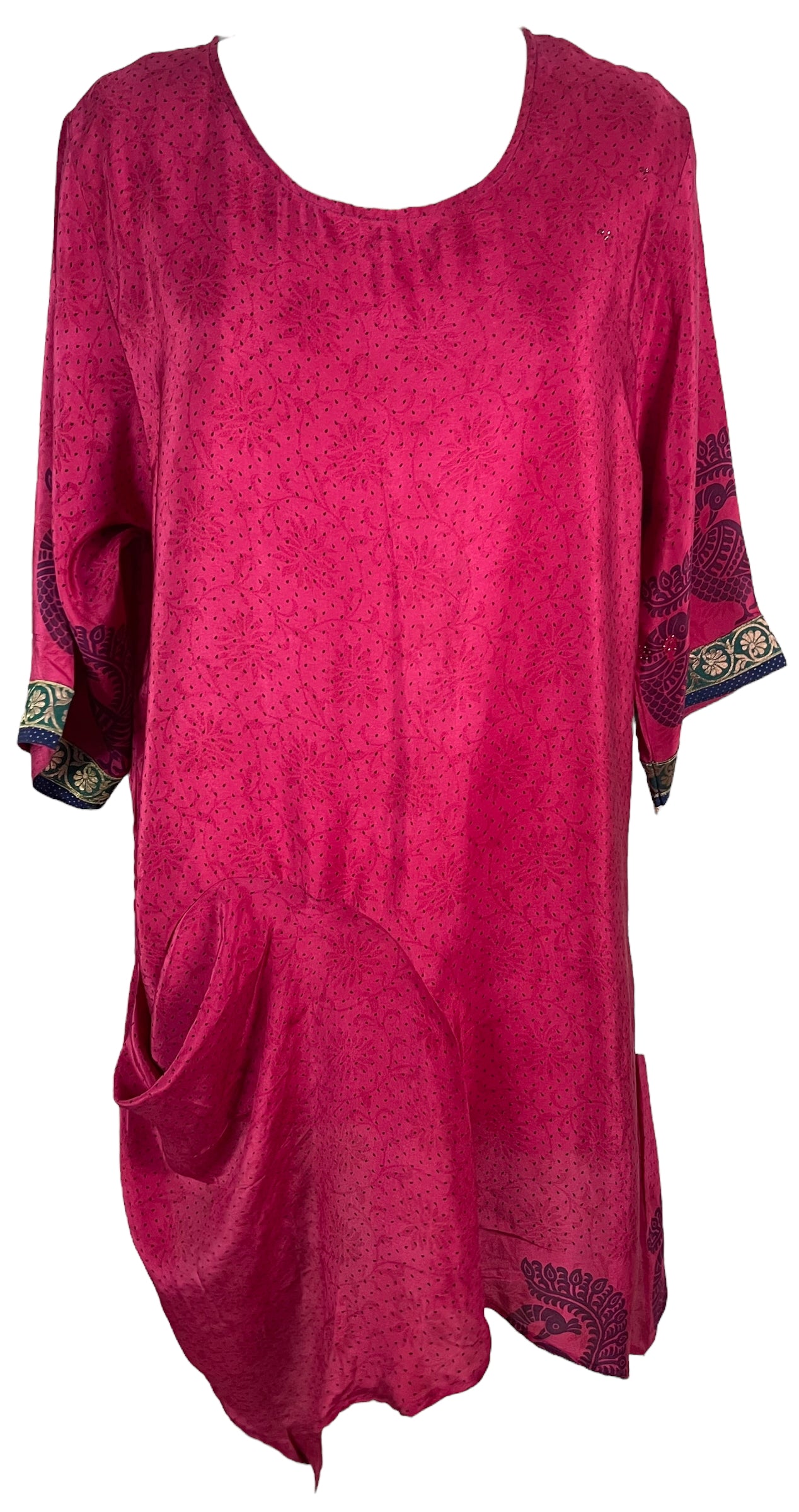 PRC6541 Avatar Pure Silk Self Pocket Tunic Dress