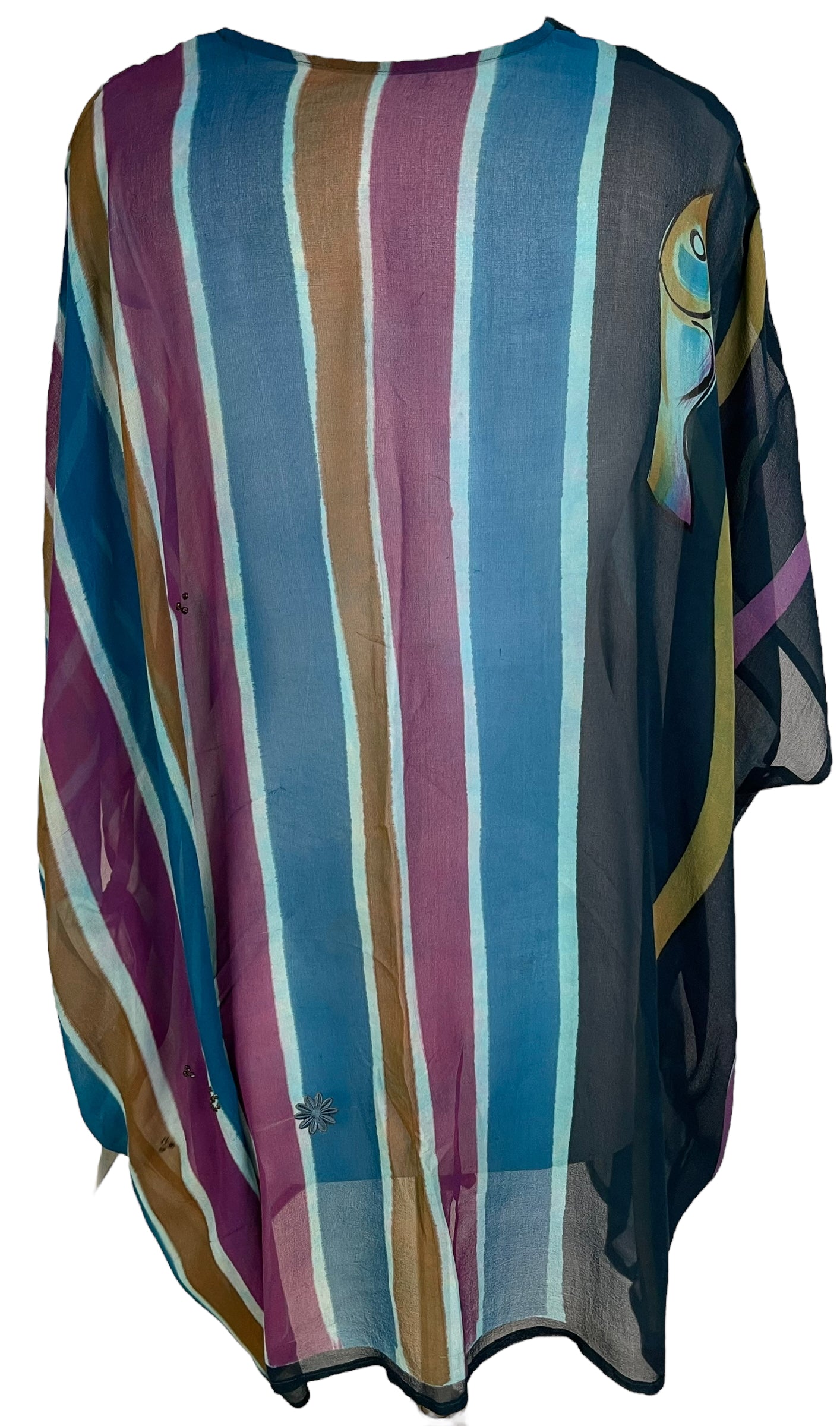 PRG6142 Sheer Wabi Sabi Pure Silk Short Kaftan Tunic without Slits