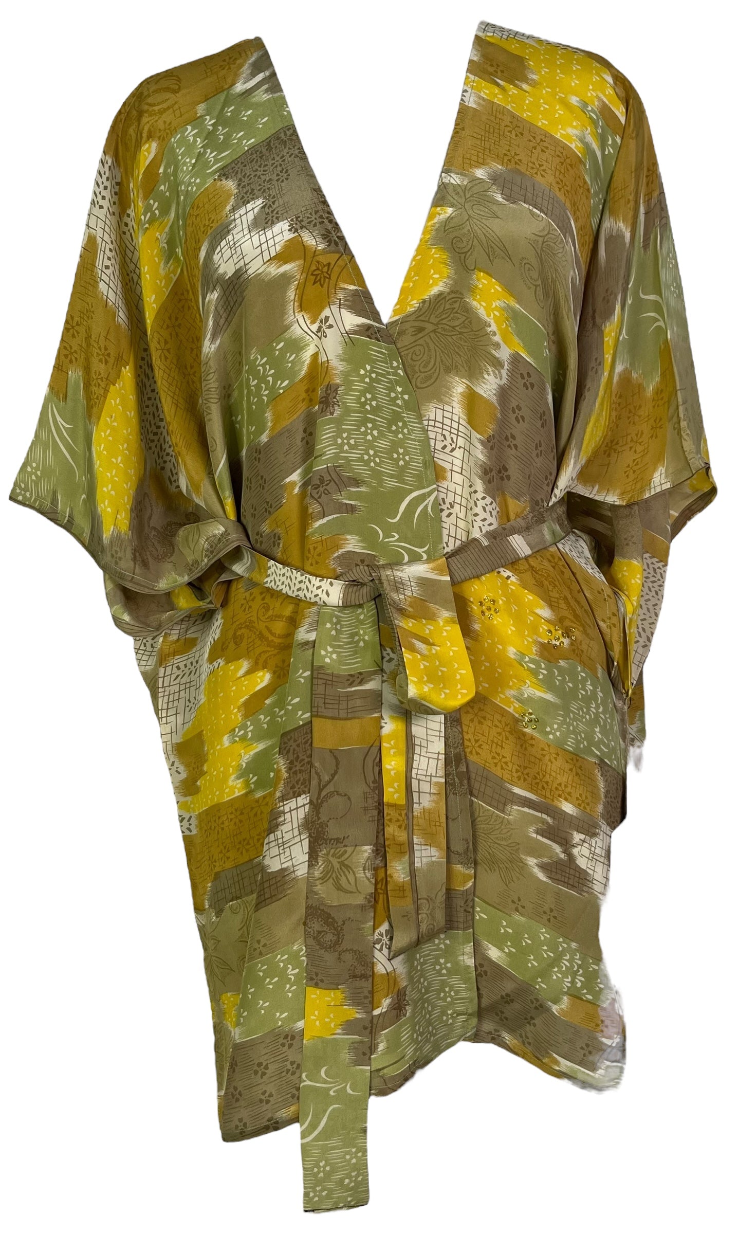 PRC6918 Avatar Pure Silk Kimono-Sleeved Jacket with Belt