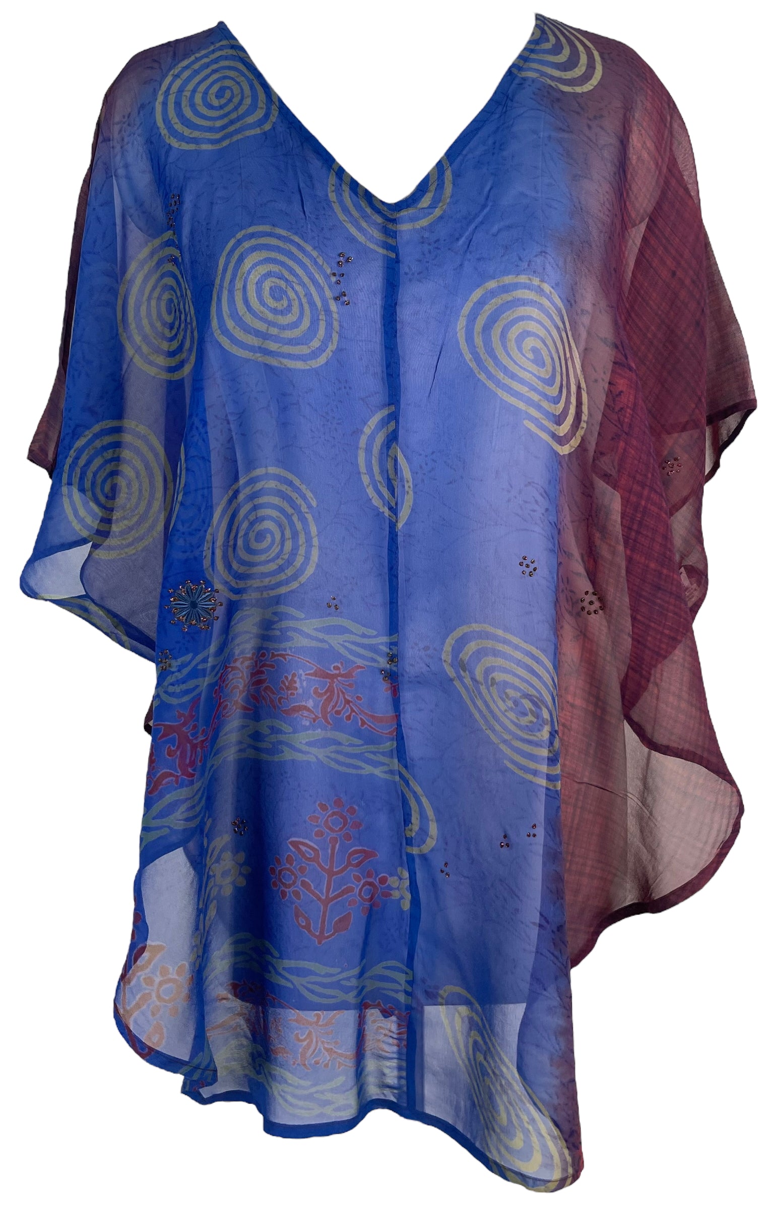 PRG6507 Sheer Avatar Pure Silk Waterfall Top