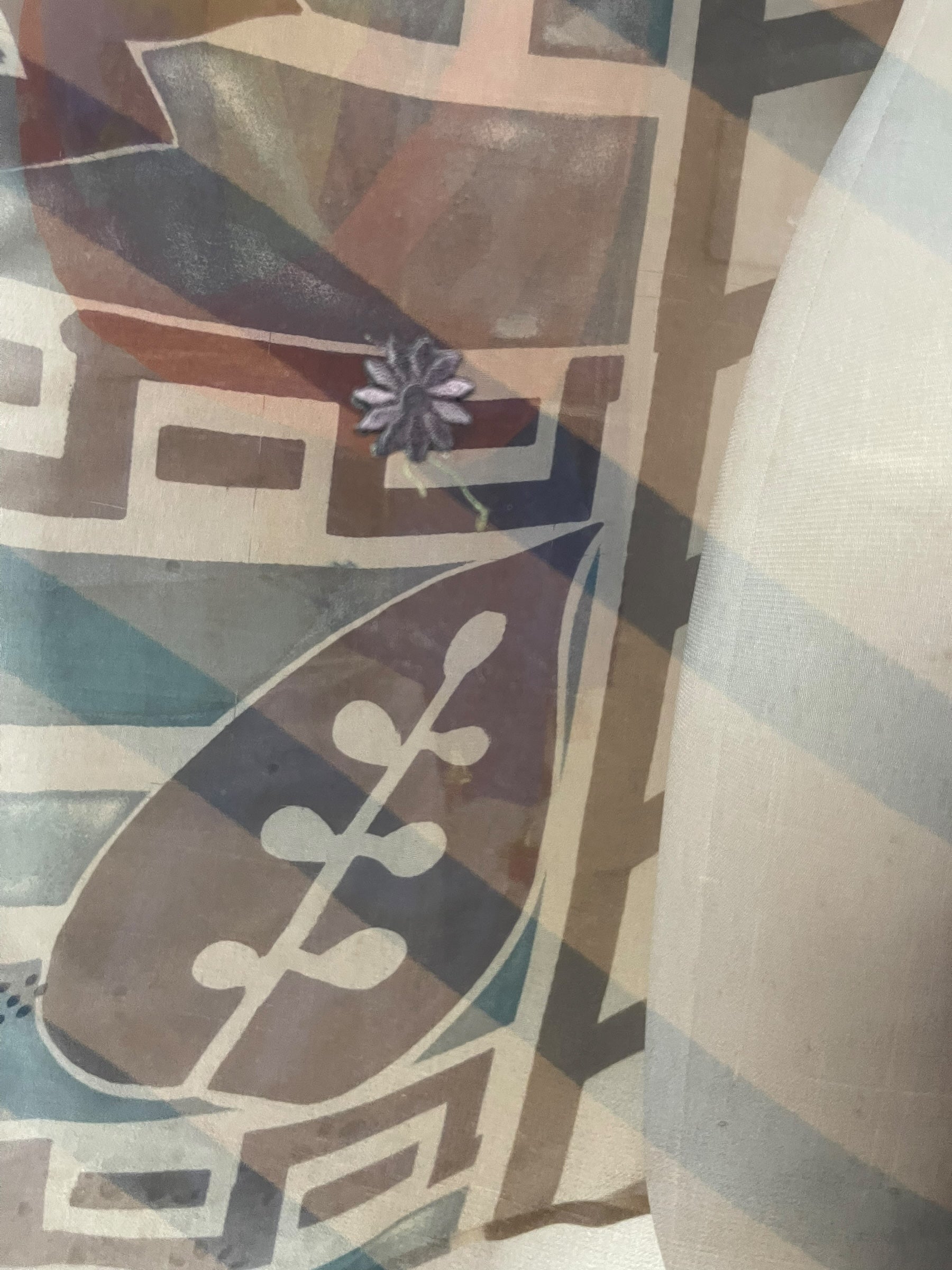 PRG7182 Sheer Wabi Sabi Pure Silk Short Kaftan Tunic without Slits