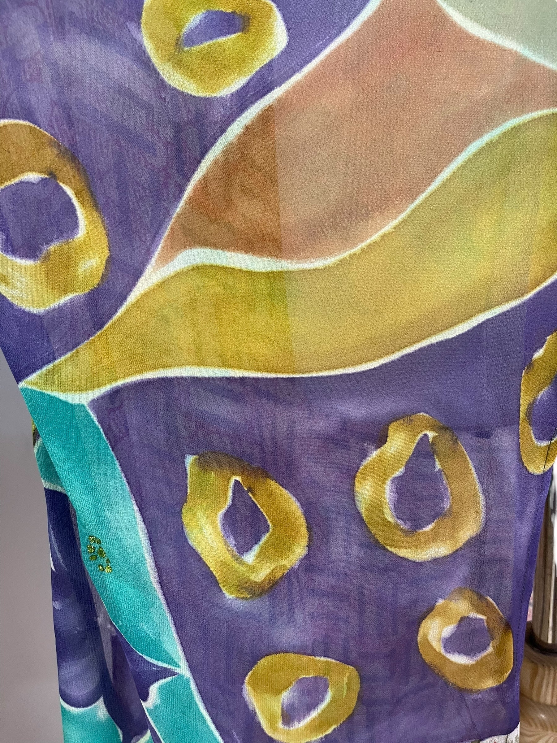 PRG6784 Sheer Avatar Long Pure Silk Kimono Sleeved Duster with Belt