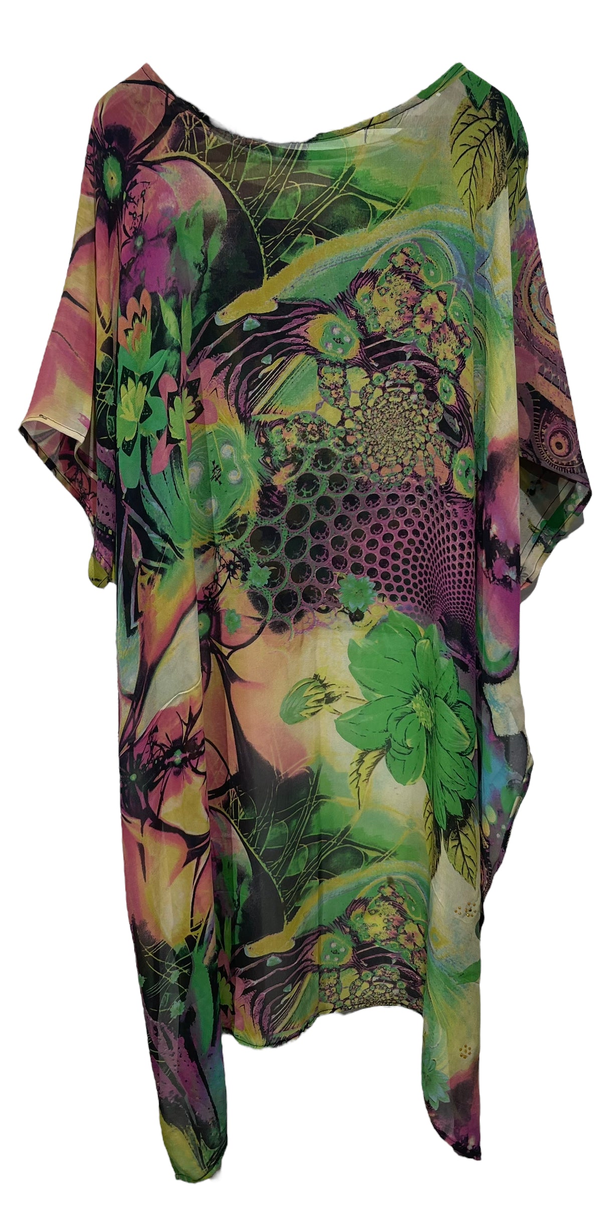 PRG4317 Sheer Wabi Sabi Pure Silk Hi Lo Top by Wabi Sabi – Handmade ethical Hi Lo Top from sariKNOTsari using upcycled silk. Designed in Canada for travel and slow fashion, loved from Toronto to LA to Sydney. Featuring Zsiska, Bryn Walker and Artisan Leather coats by Rejean Pepin, Pepin designs