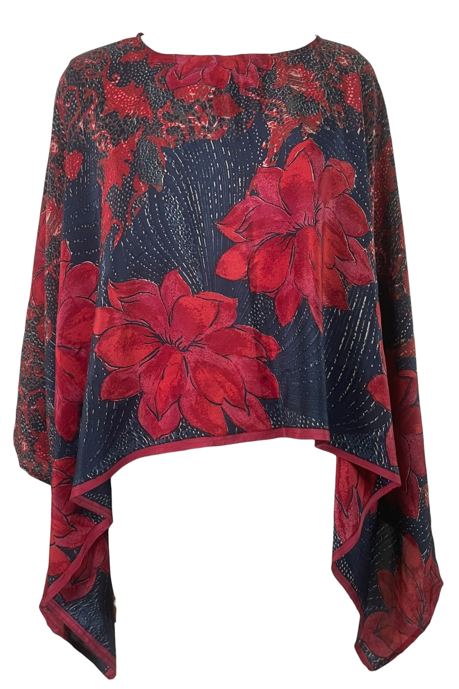 PREVIEW PRC8649 Pure Silk Wabi Sabi Capelet Poncho by MARCH2026 – Handmade ethical Poncho from sariKNOTsari using upcycled silk. Designed in Canada for travel and slow fashion, loved from Toronto to LA to Sydney.