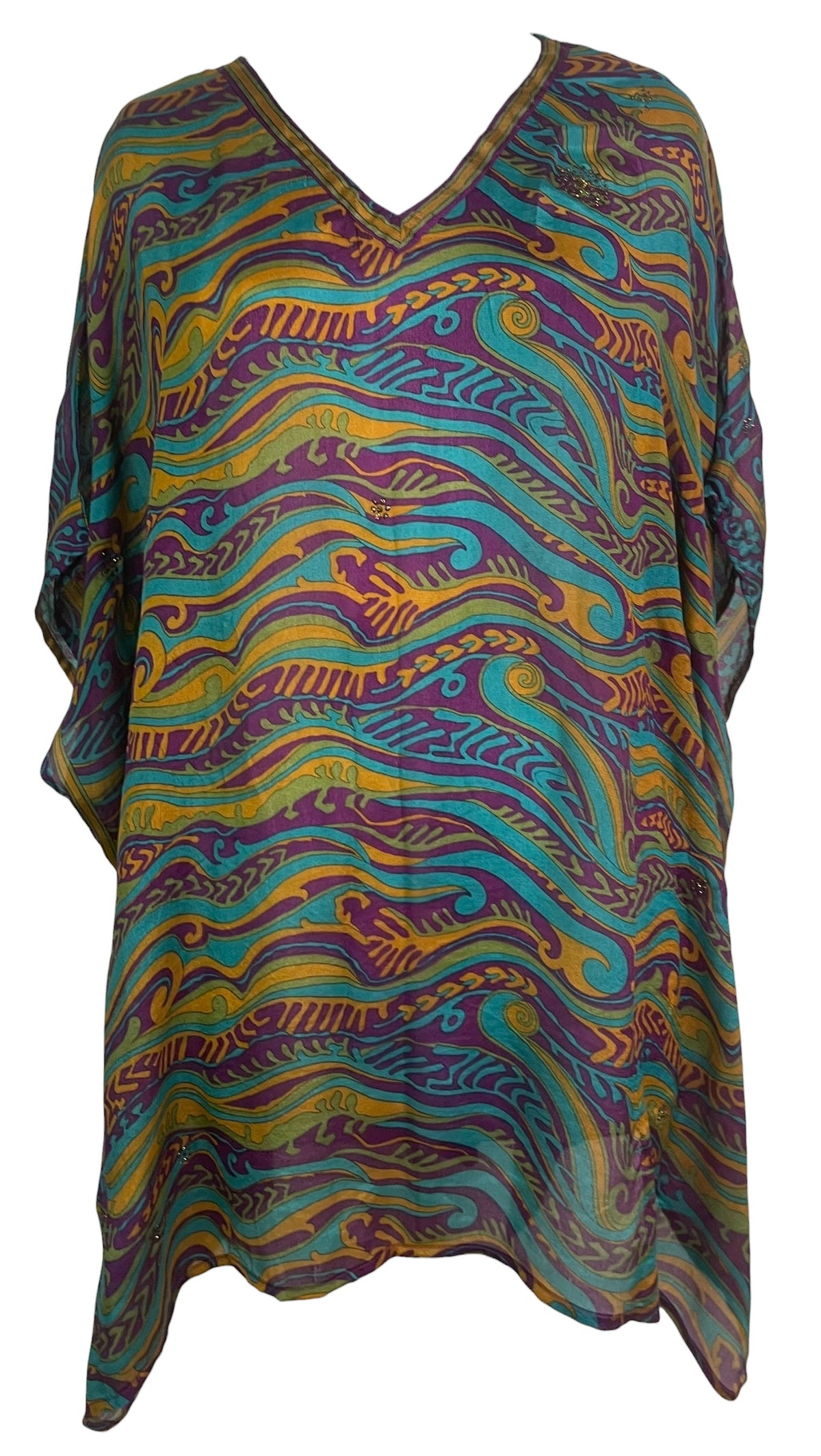 Releases Sunday at 8pm EST PRC8891 Wabi Sabi Pure Silk Short Kaftan Tunic With Slits