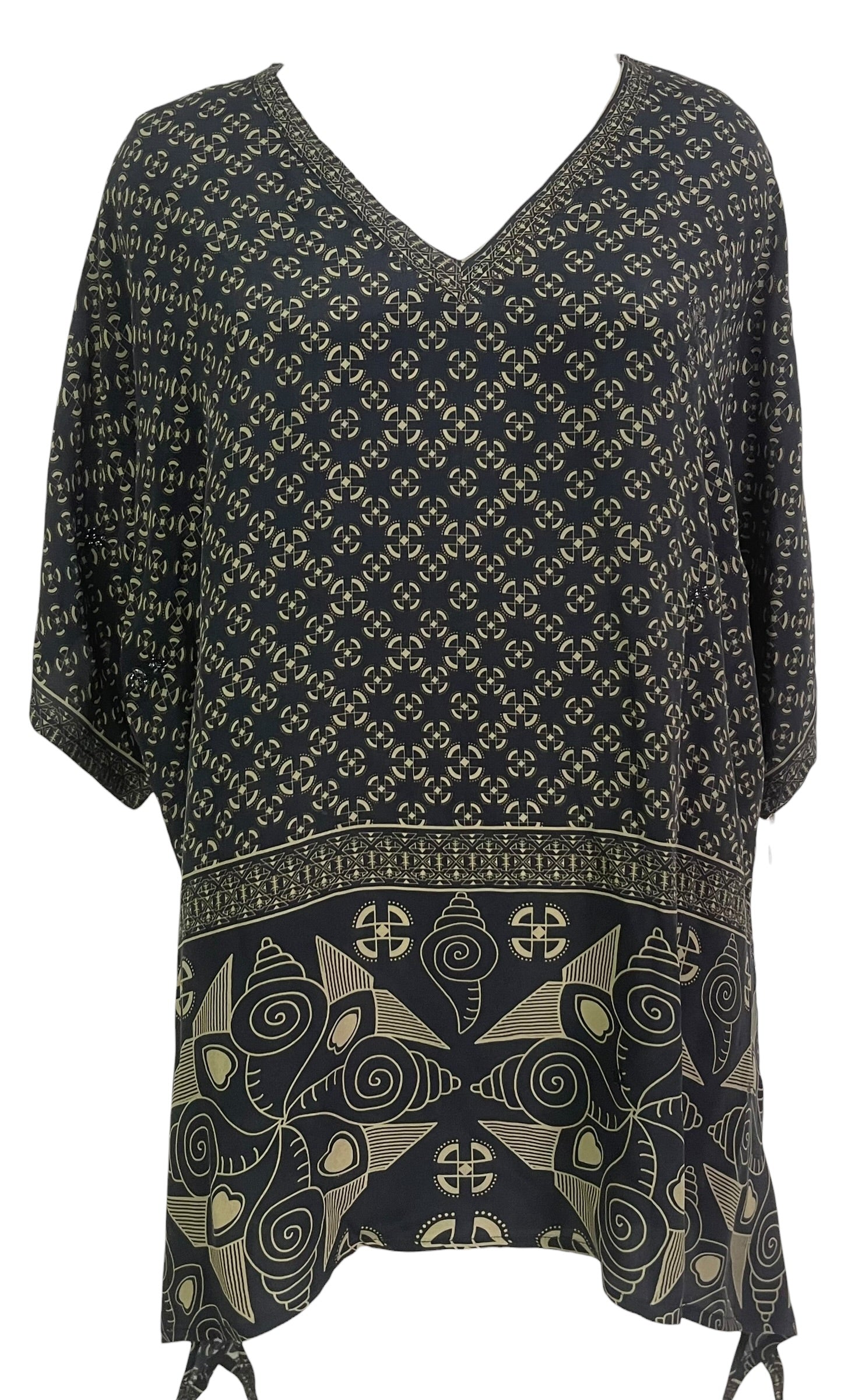 PRC9059 Avatar Pure Silk Long Tunic with Side Ties