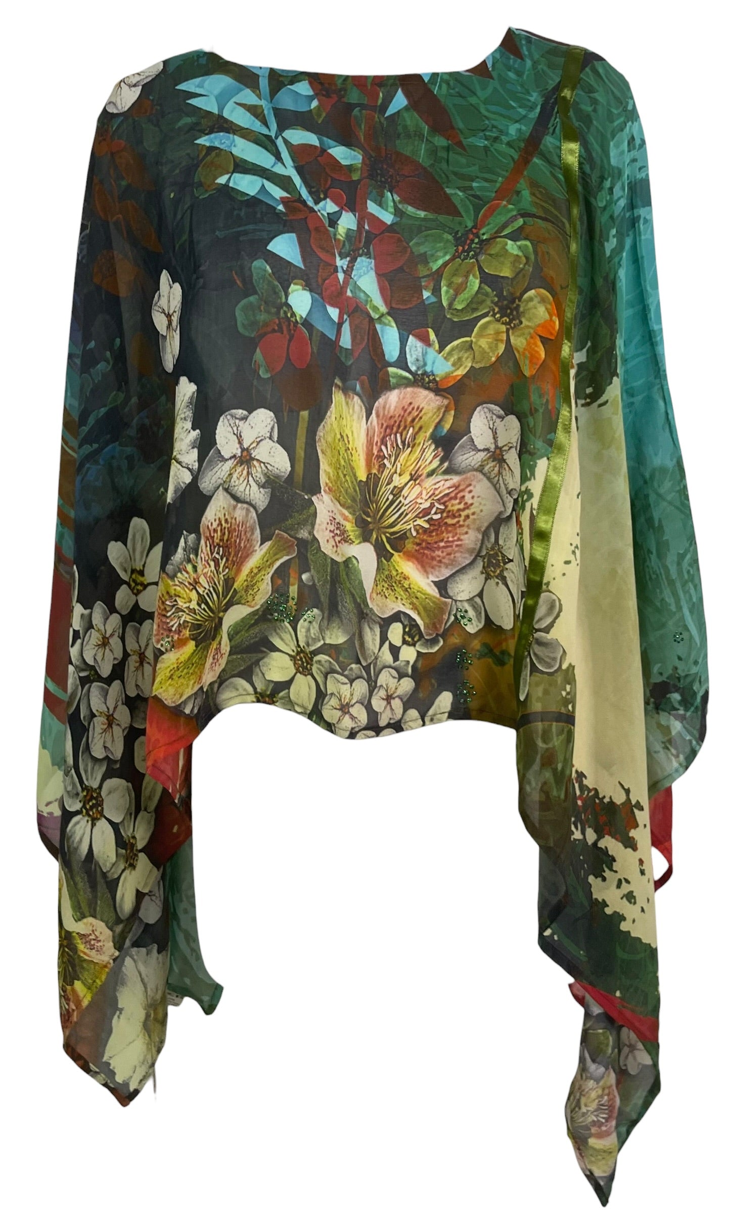 PRG8704 Sheer Avatar Pure Silk Capelet Poncho
