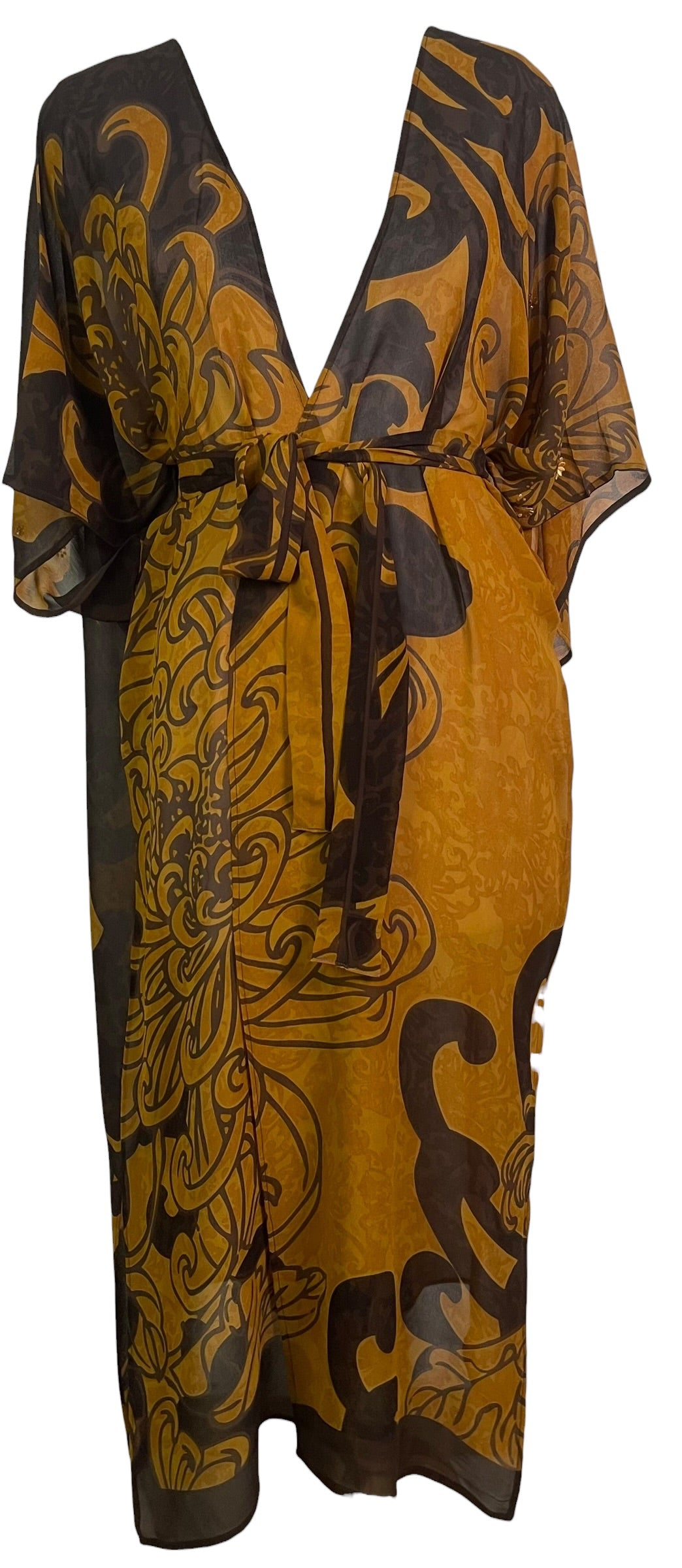 Releases Sunday at 8pm EST PRG9048 Sheer Wabi Sabi Pure Silk Kimono Sleeved Duster with Belt