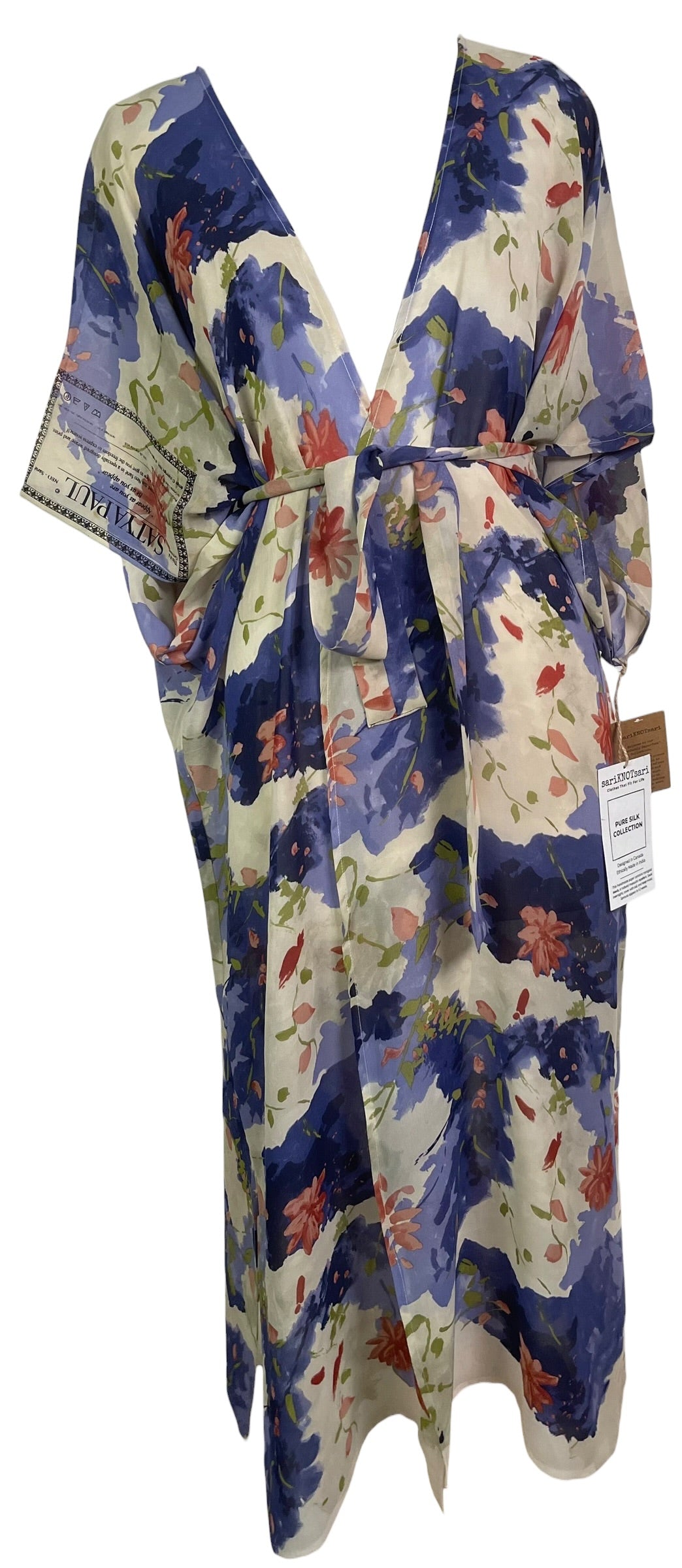 Releases Sunday at 8pm EST PRG9054 Sheer Wabi Sabi Pure Silk Kimono Sleeved Duster with Belt