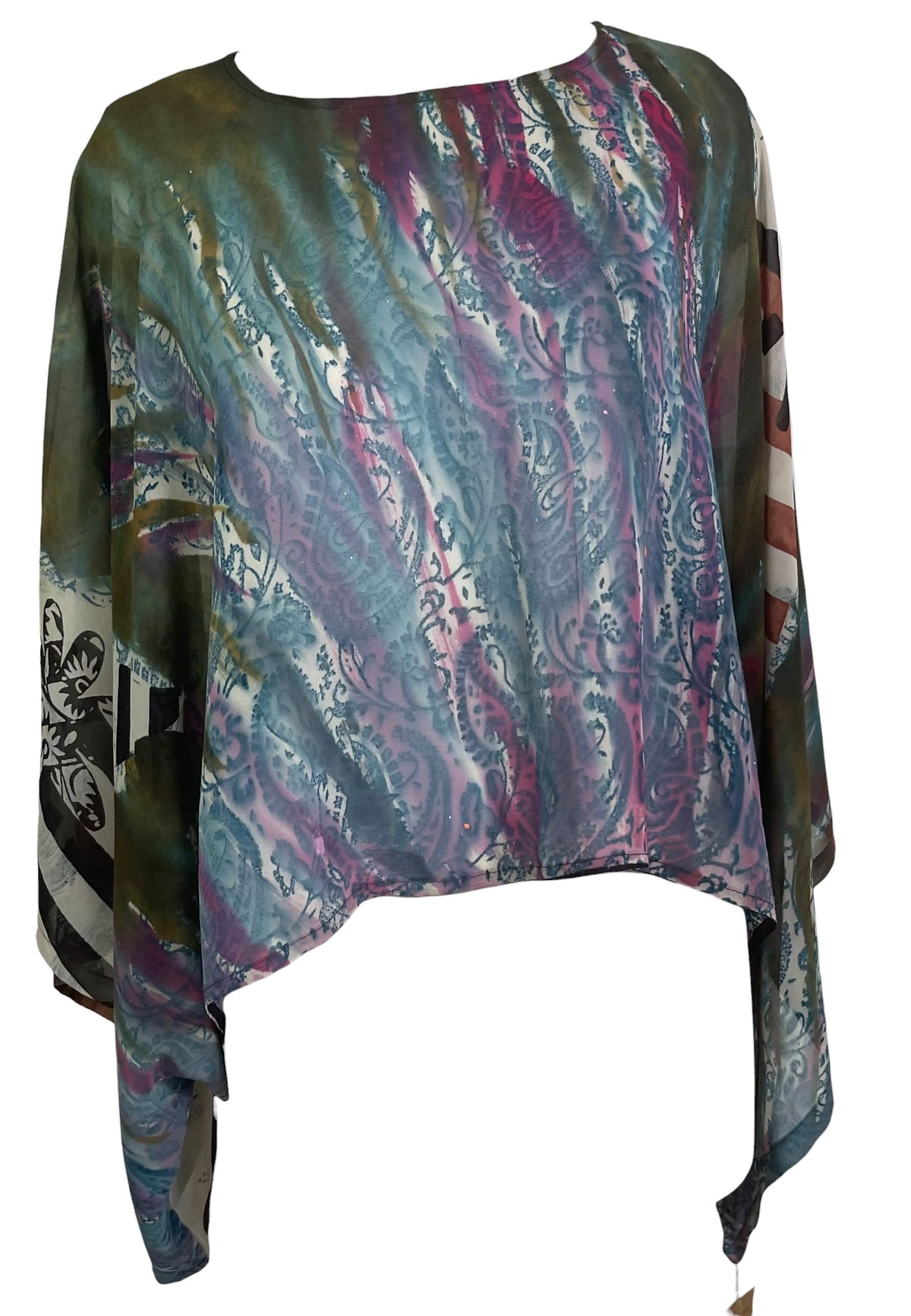 Releases Sunday at 8pm EST PRG9105 Sheer Wabi Sabi Pure Silk Kimono-Sleeved Top