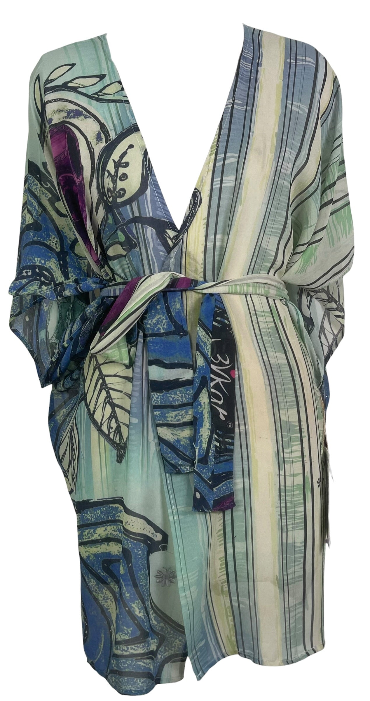 Releases Sunday at 8pm EST PRG9110 Sheer Wabi Sabi Pure Silk Kimono-Sleeved Jacket with Belt