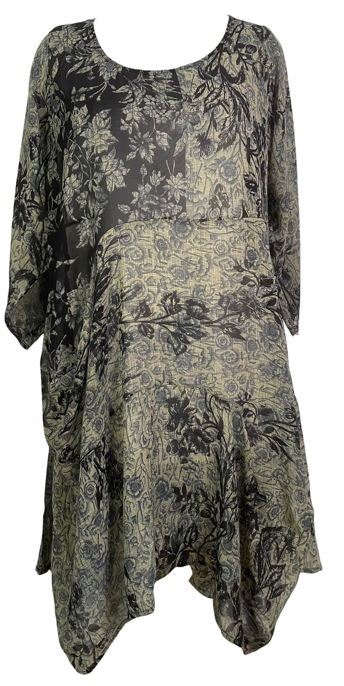 Releases Sunday at 8pm EST PRG9164 Sheer Wabi Sabi Sculptural Pure Silk Long Tunic Dress