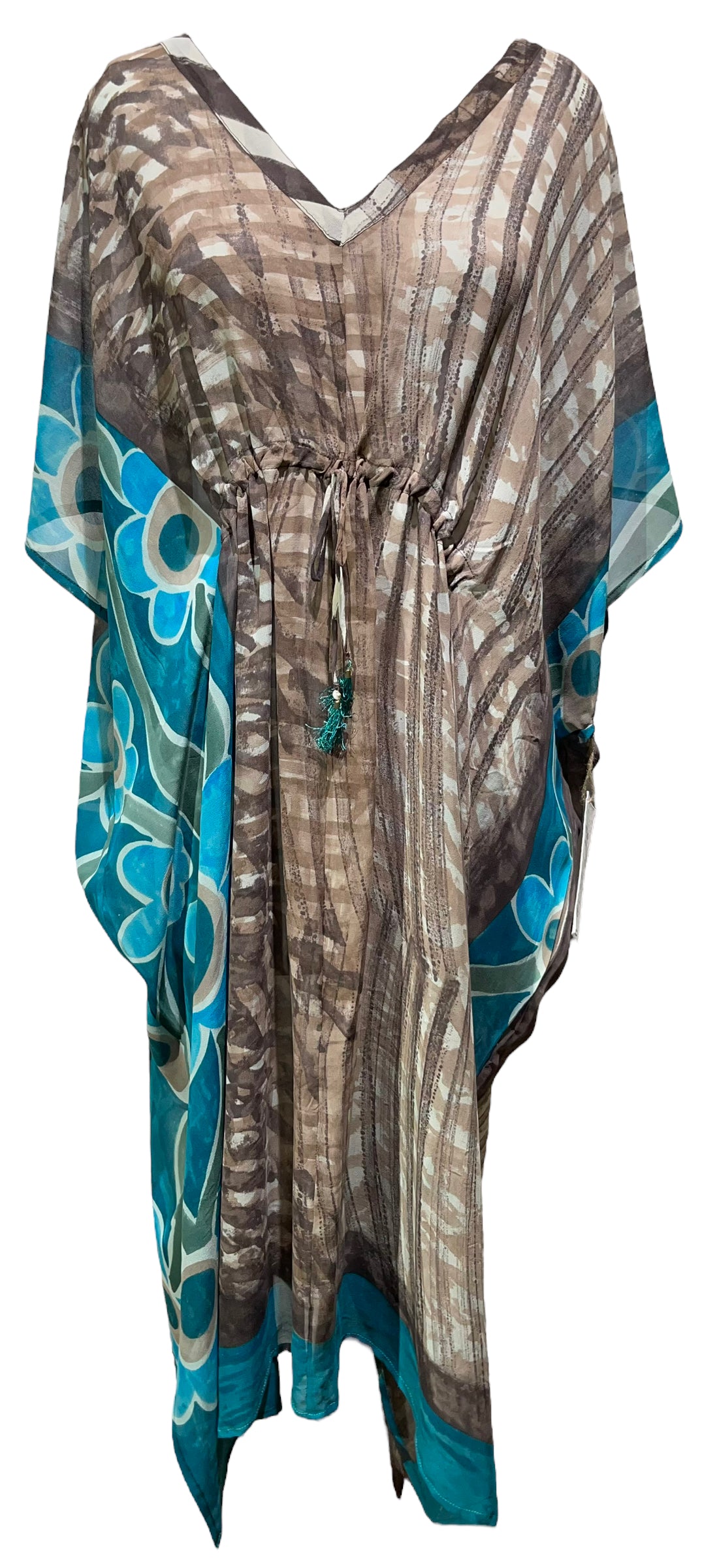 PRG7488 Sheer Avatar Pure Silk Short Kaftan Tunic without Slits