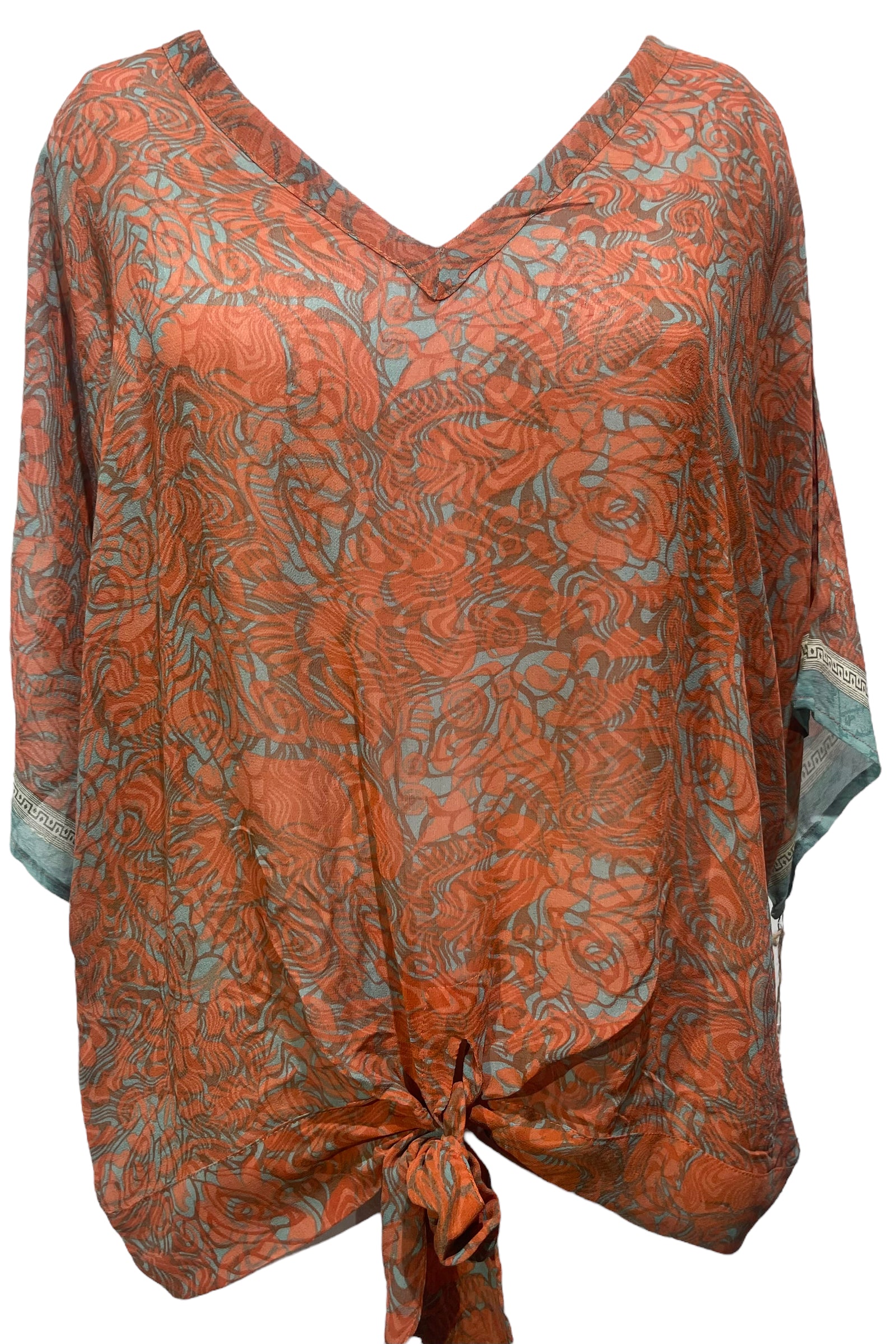 PRG3070 Sheer Avatar Pure Silk Front Tie Top