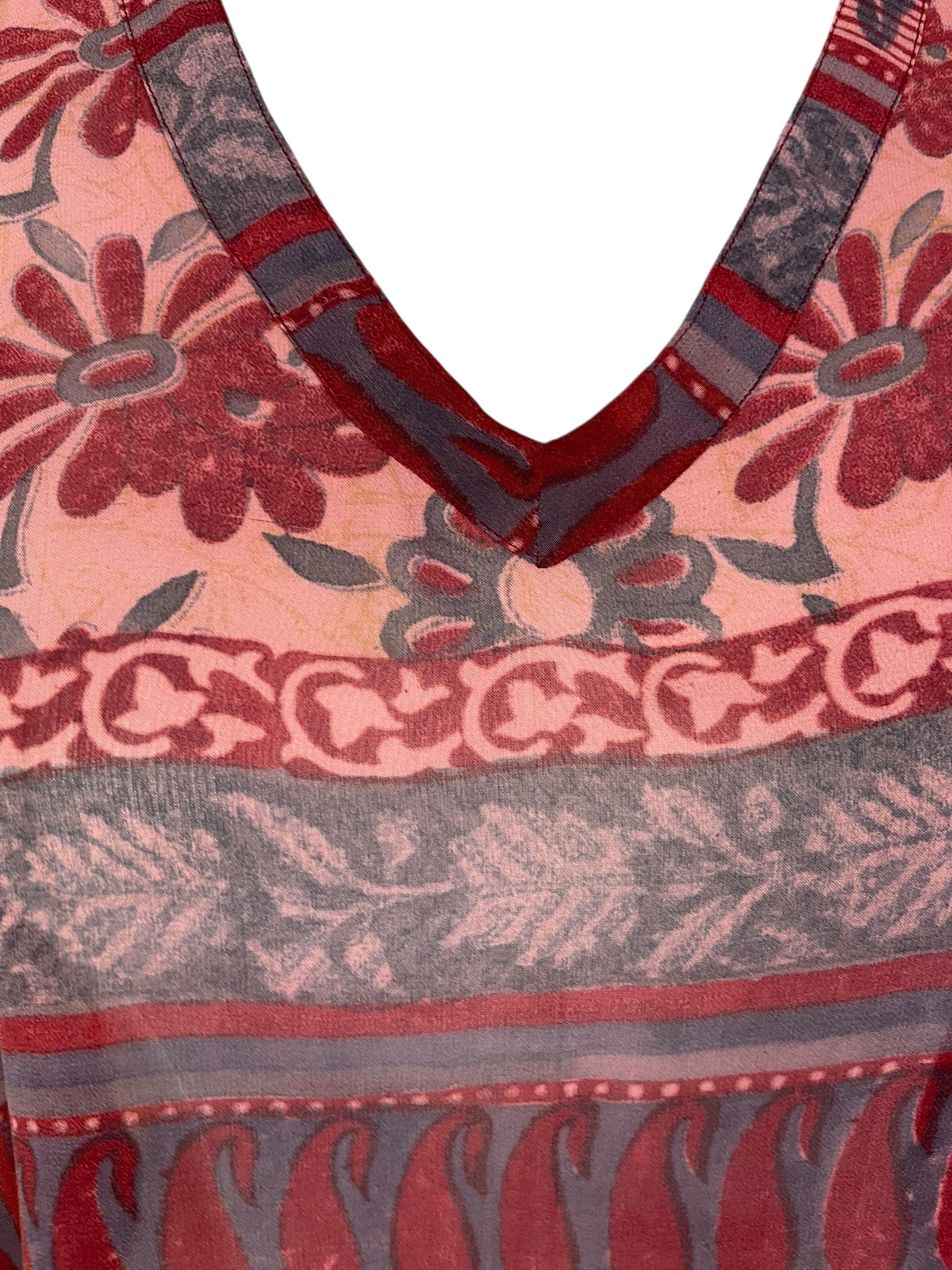 REVOLUTIONHER PRG7142 Sheer Avatar Pure Silk Long Tunic with Side Ties