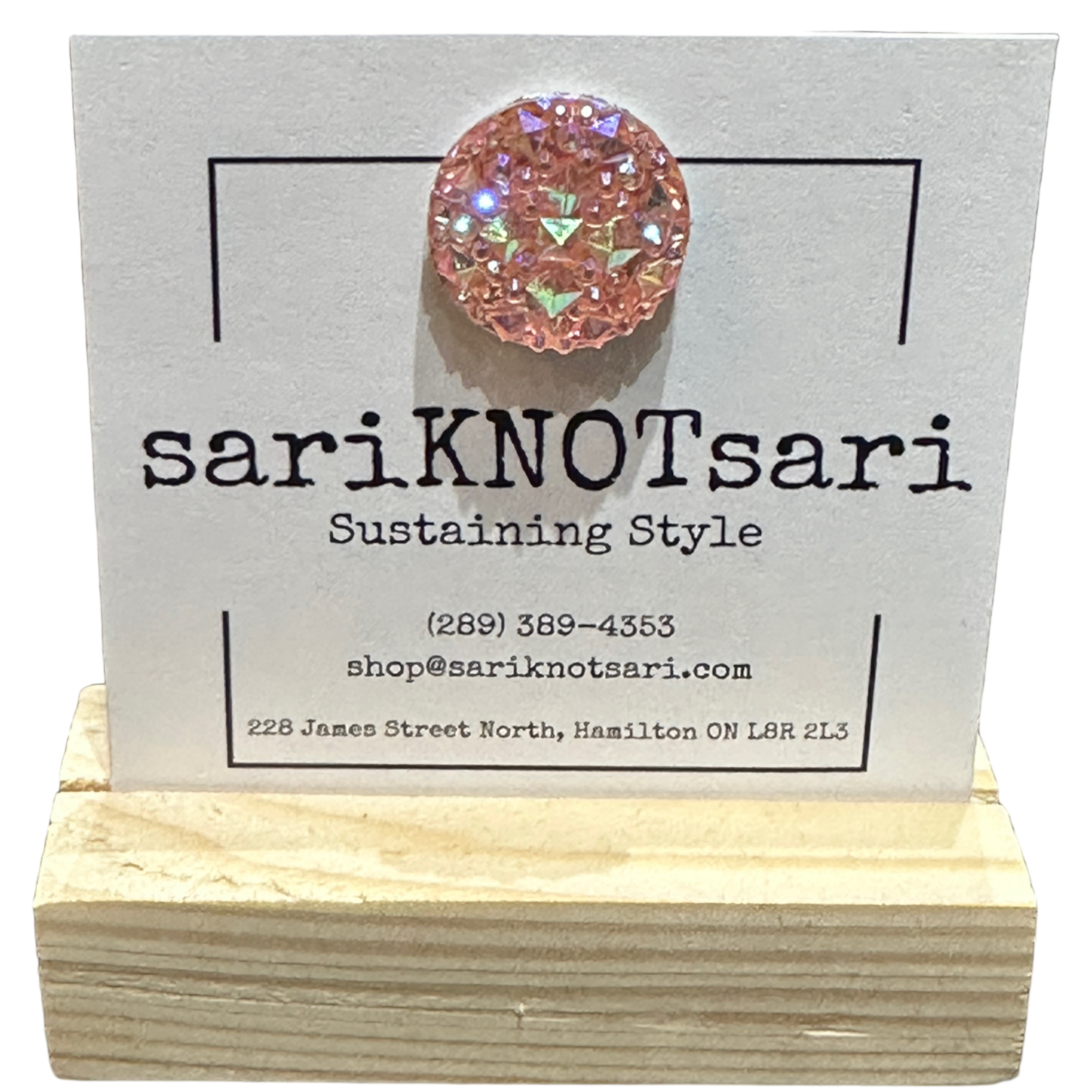 Pink Iridescent Cluster Magnetic Button by Magnet – Handmade ethical Brooch from sariKNOTsari using upcycled silk. Designed in Canada for travel and slow fashion, loved from Toronto to LA to Sydney. Featuring Zsiska, Bryn Walker and Artisan Leather coats by Rejean Pepin, Pepin designs
