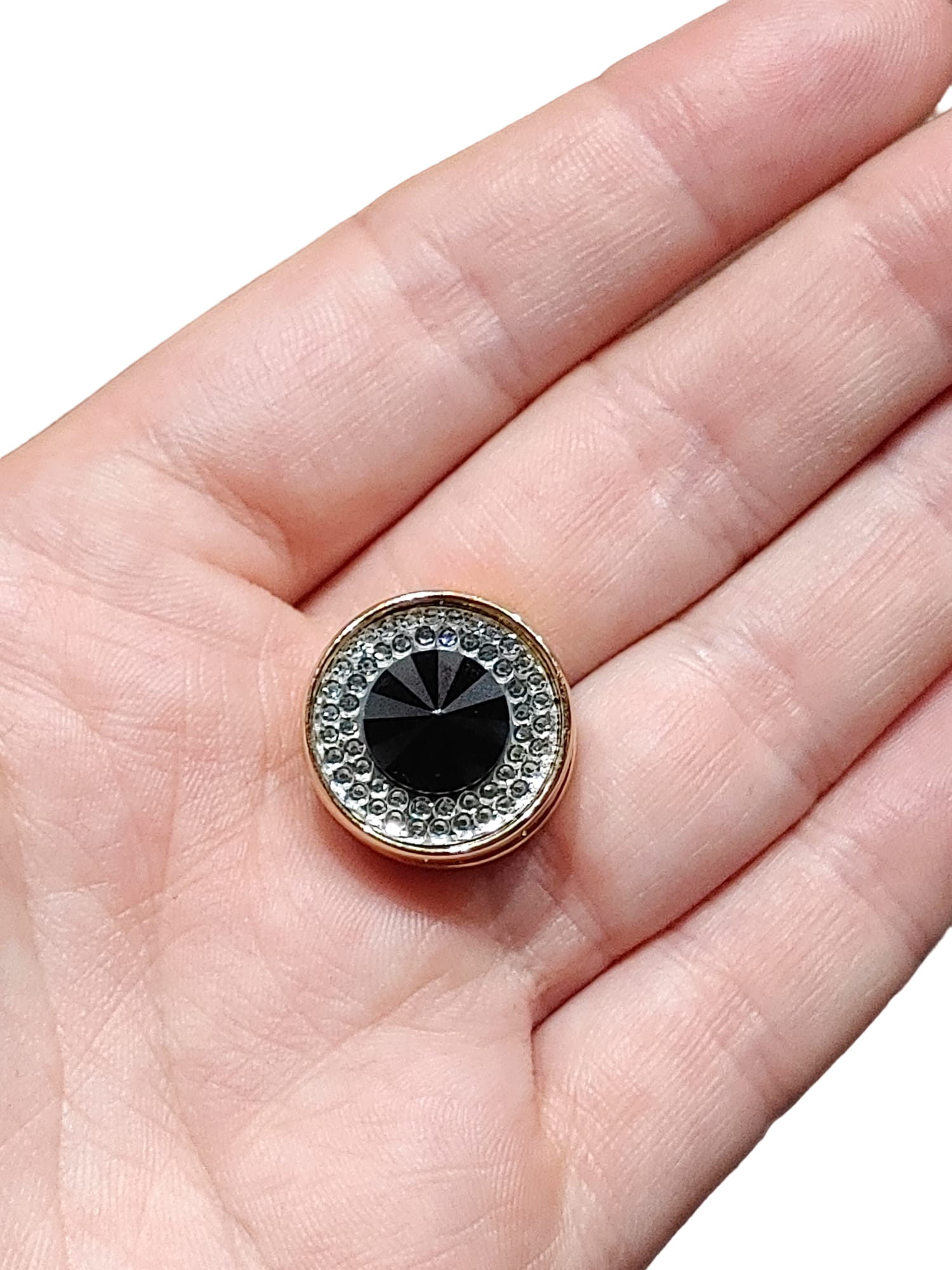 Black Gem with Rhinestones Magnetic Button