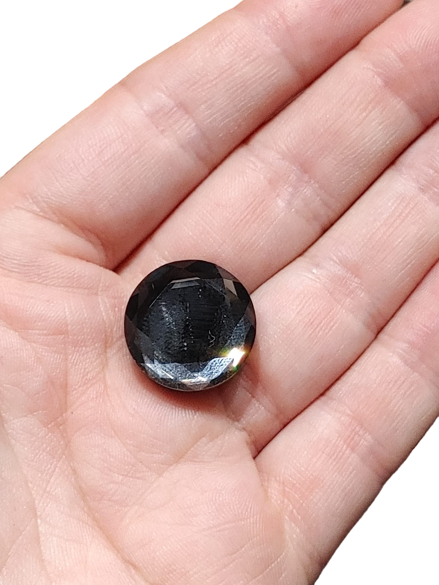 Opaque Faceted Grey Glass Magnetic Button