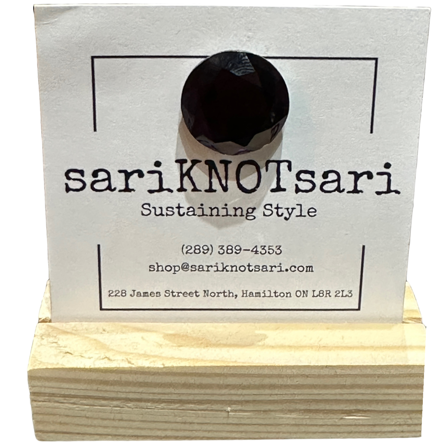 Opaque Faceted Purple Glass Magnetic Button by Magnet – Handmade ethical Brooch from sariKNOTsari using upcycled silk. Designed in Canada for travel and slow fashion, loved from Toronto to LA to Sydney. Featuring Zsiska, Bryn Walker and Artisan Leather coats by Rejean Pepin, Pepin designs