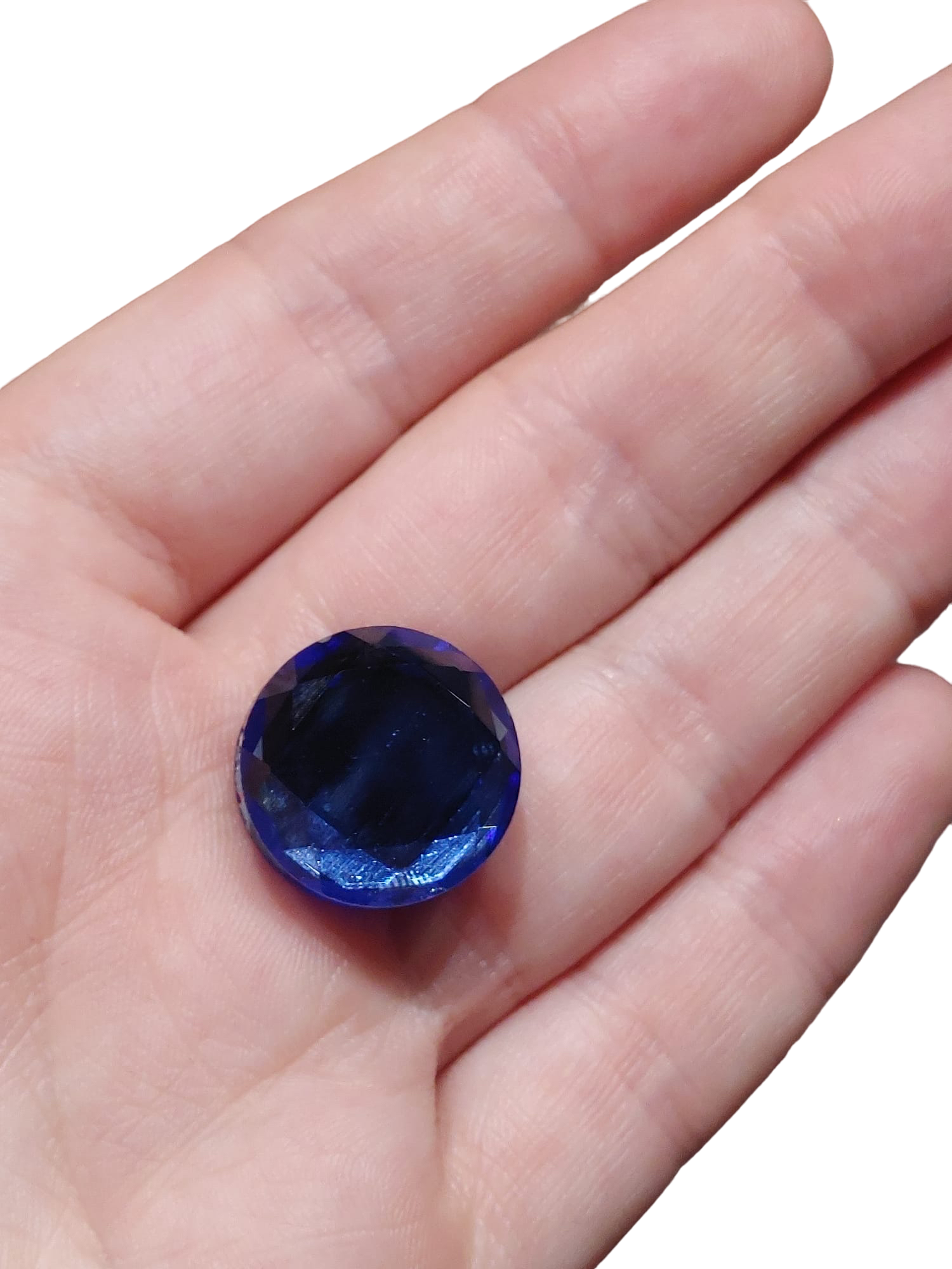 Opaque Faceted Sky Blue Glass Magnetic Button