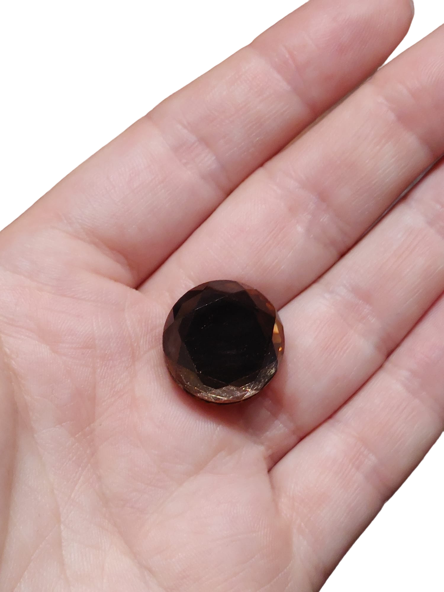 Opaque Faceted Brown Glass Magnetic Button