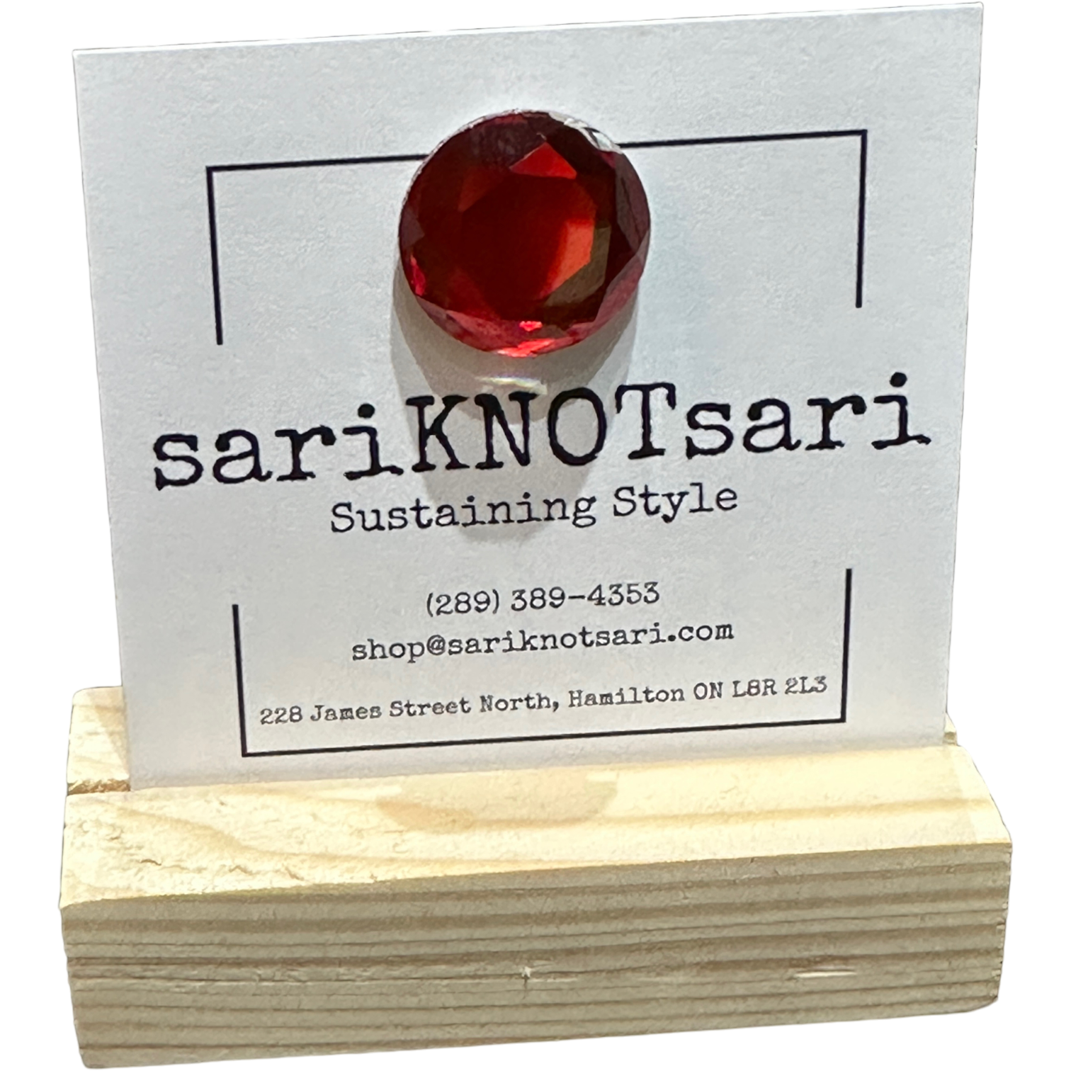 Opaque Faceted Red Glass Magnetic Button by Magnet – Handmade ethical Brooch from sariKNOTsari using upcycled silk. Designed in Canada for travel and slow fashion, loved from Toronto to LA to Sydney.