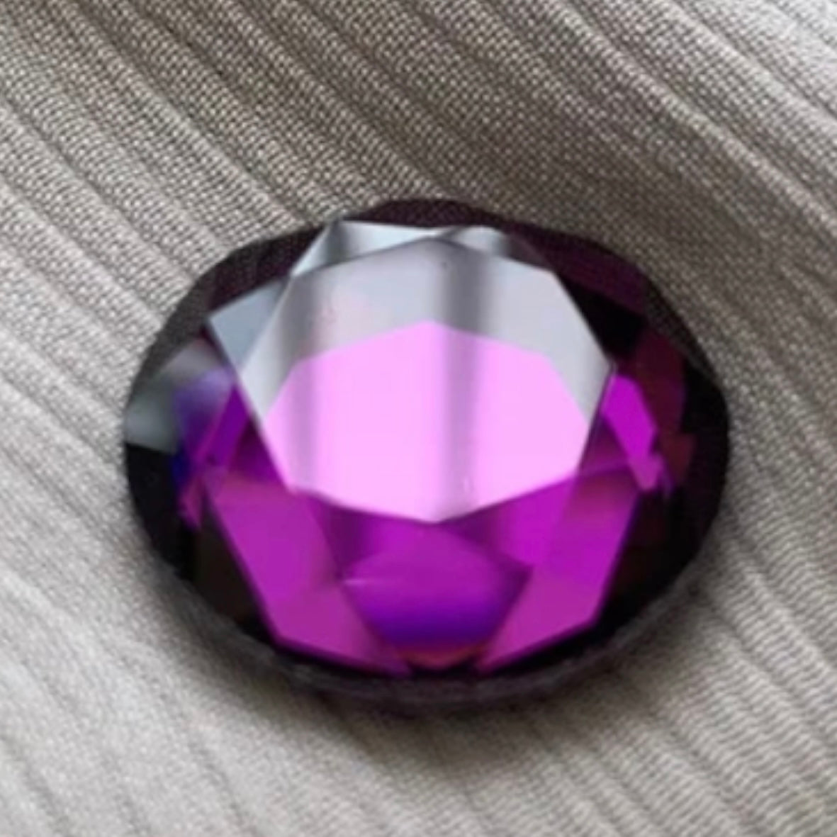 Opaque Faceted Purple Glass Magnetic Button by Magnet – Handmade ethical Brooch from sariKNOTsari using upcycled silk. Designed in Canada for travel and slow fashion, loved from Toronto to LA to Sydney. Featuring Zsiska, Bryn Walker and Artisan Leather coats by Rejean Pepin, Pepin designs