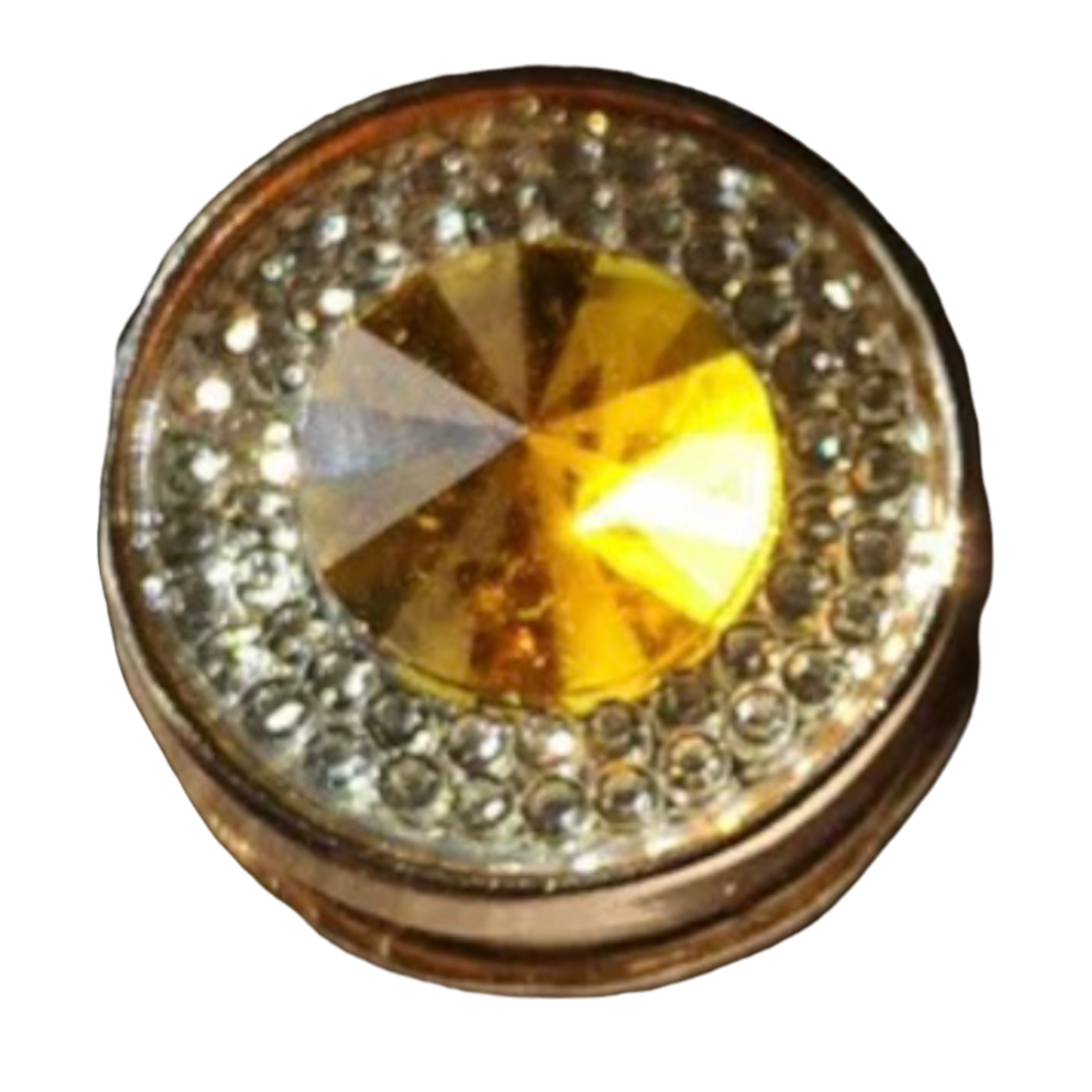 Yellow Gem with Rhinestones Magnetic Button