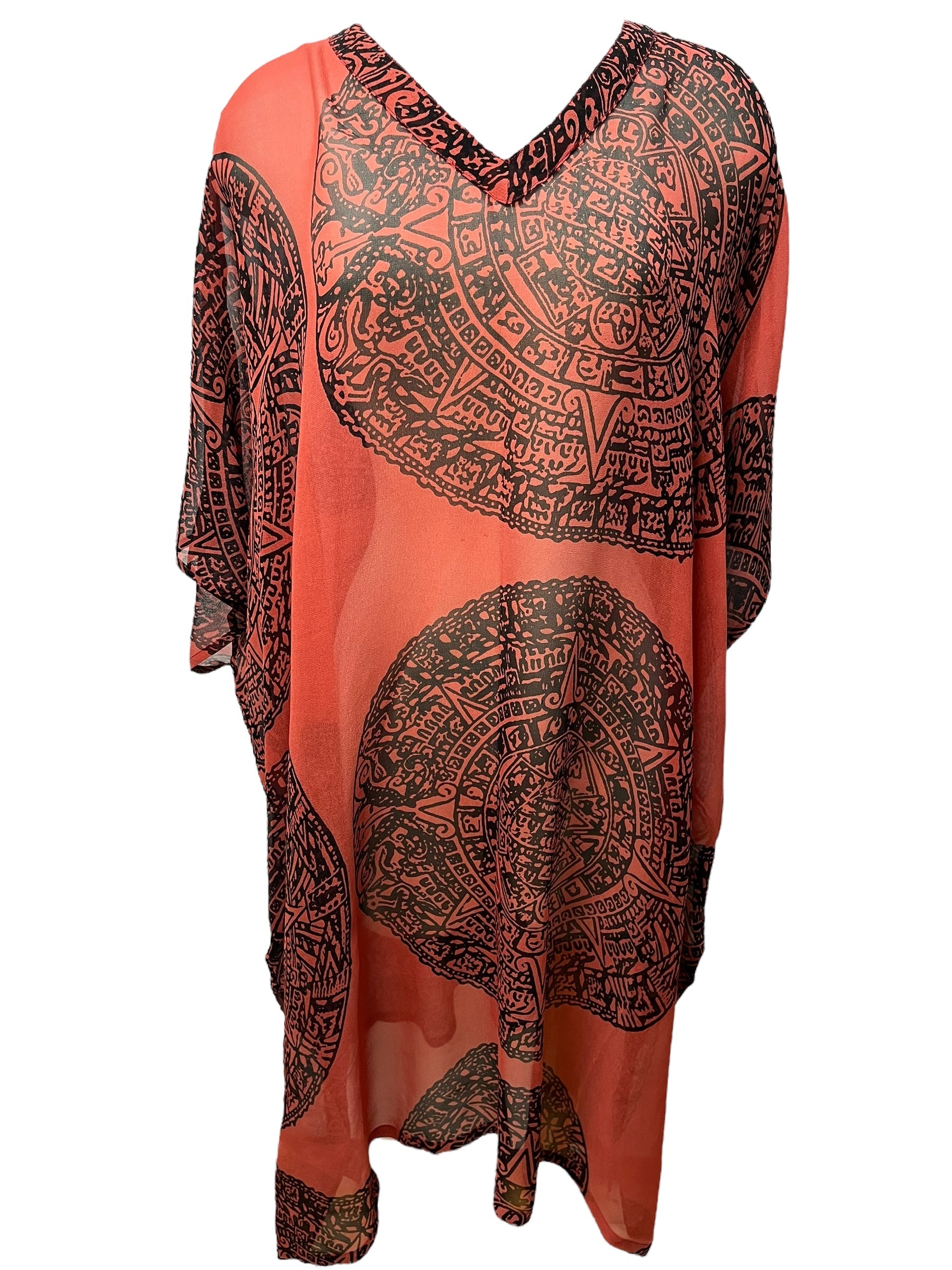 PRG101 Sheer Avatar Pure Silk Midi Length Kaftan with Slits