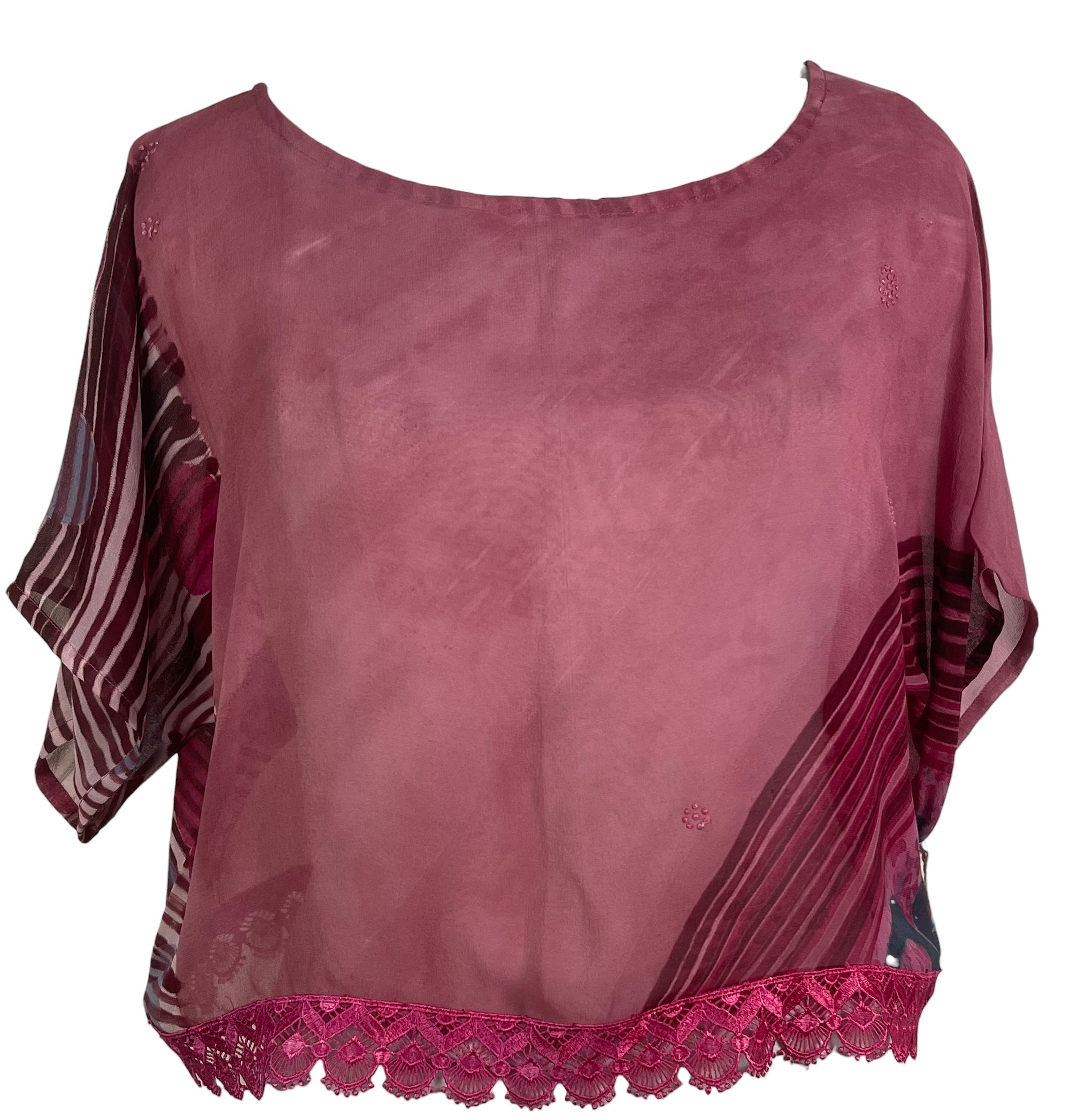 PREVIEW PRG8484 sheer Avatar Pure Silk Boxy Top by MARCH2026 – Handmade ethical Boxy Top from sariKNOTsari using upcycled silk. Designed in Canada for travel and slow fashion, loved from Toronto to LA to Sydney.