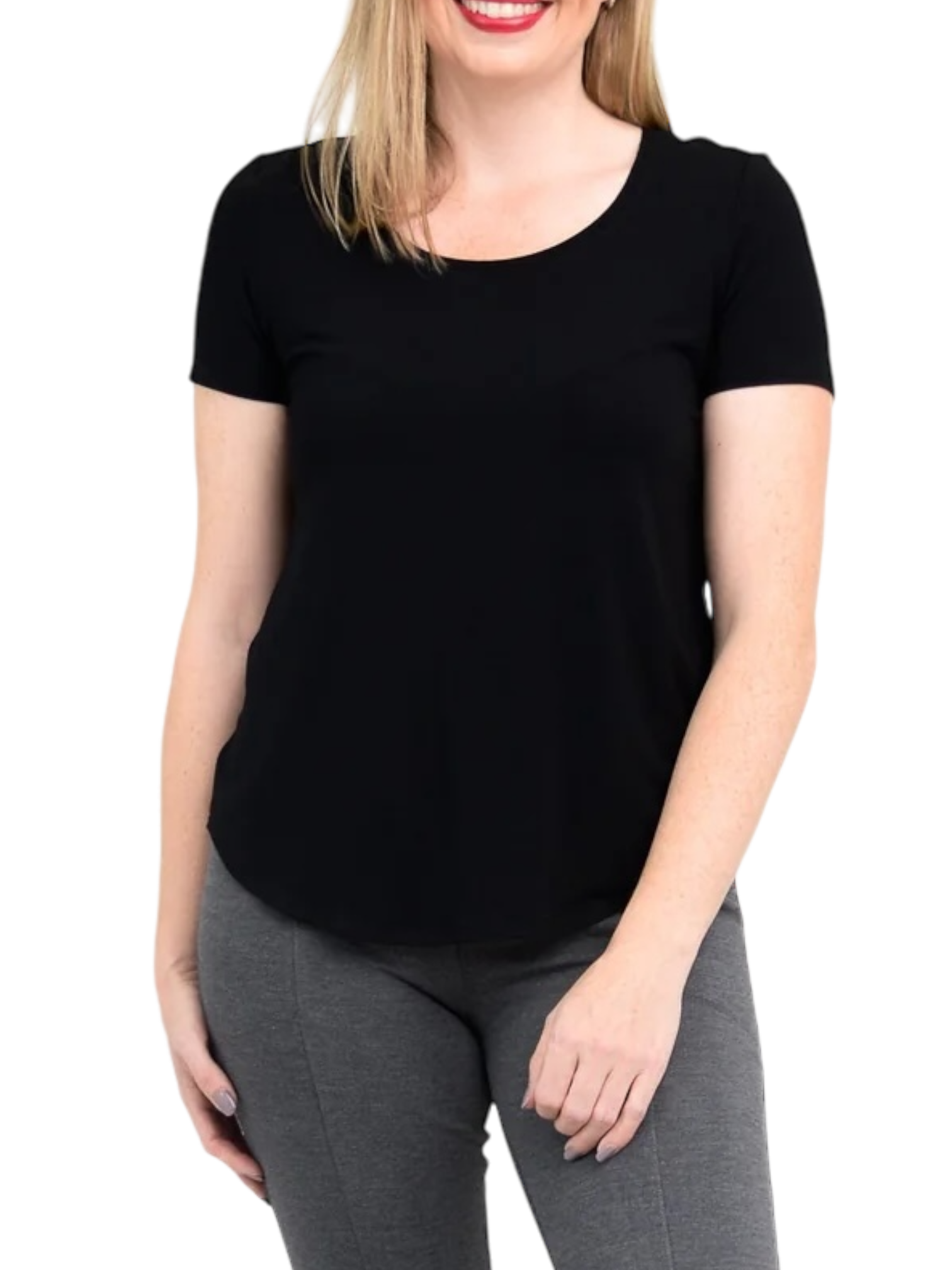 Tessa Black Bamboo Tee Shirt by Blue Sky Clothing Co – Handmade ethical Short Sleeved Top from sariKNOTsari using upcycled silk. Designed in Canada for travel and slow fashion, loved from Toronto to LA to Sydney.