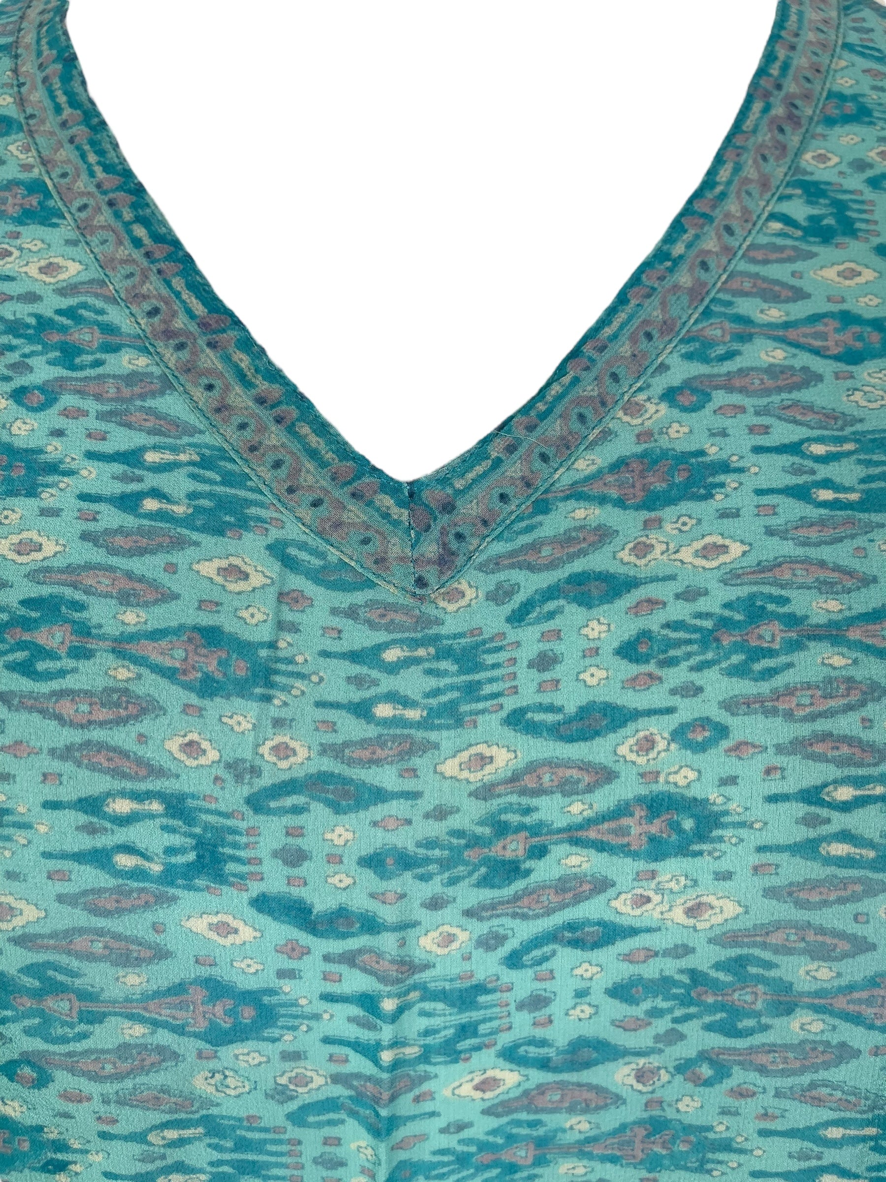 PRG7710 Sheer Wabi Sabi Pure Silk Short Kaftan Tunic With Slits