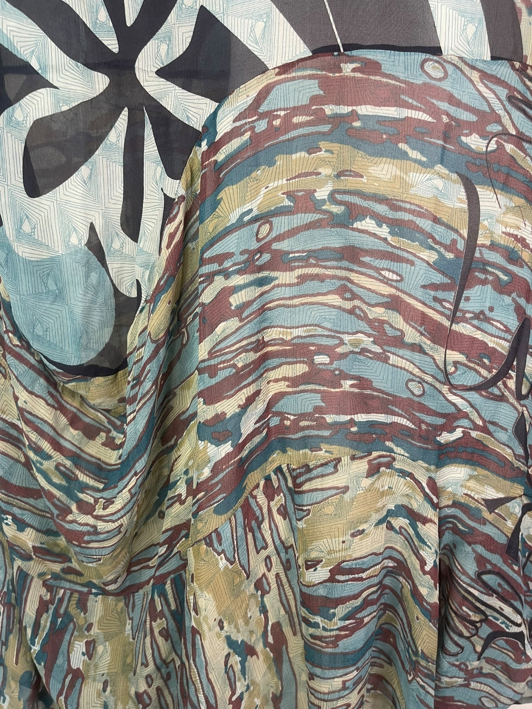 PRG7984 Sheer Avatar Pure Silk Sculptural Long Tunic Dress